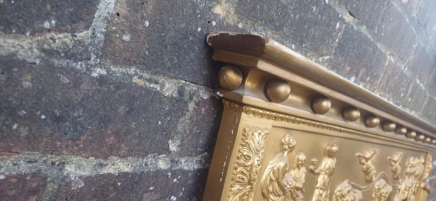 Large Antique Gilt Overmantel Mirror Vintage Regency Style Gold Painted Fireplace Mirror Wall Mirror FREE HAND Delivery 115 x 70cm