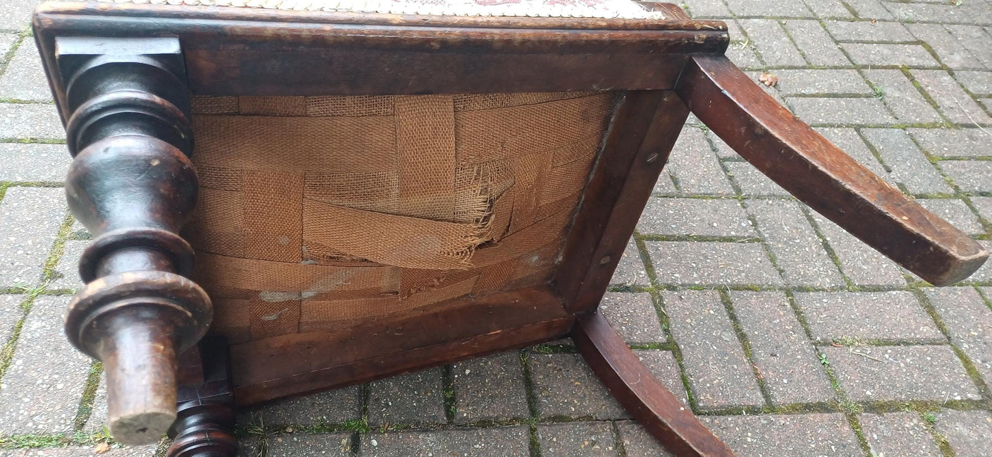 Antique Victorian Aesthetic Movement Nursing Chair with Ornate Carved Scrolls & T-Shaped Upholstered Back c1870s Mahogany FREE HAND Delivery