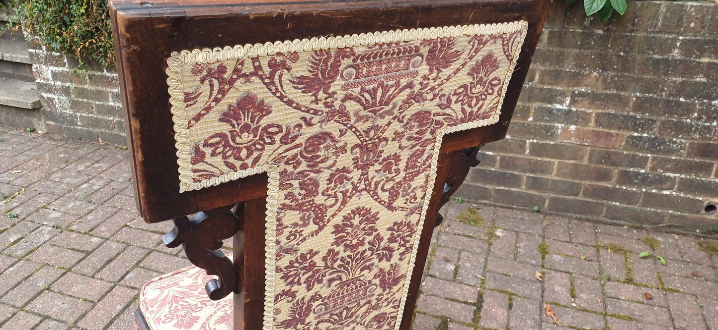 Antique Victorian Aesthetic Movement Nursing Chair with Ornate Carved Scrolls & T-Shaped Upholstered Back c1870s Mahogany FREE HAND Delivery