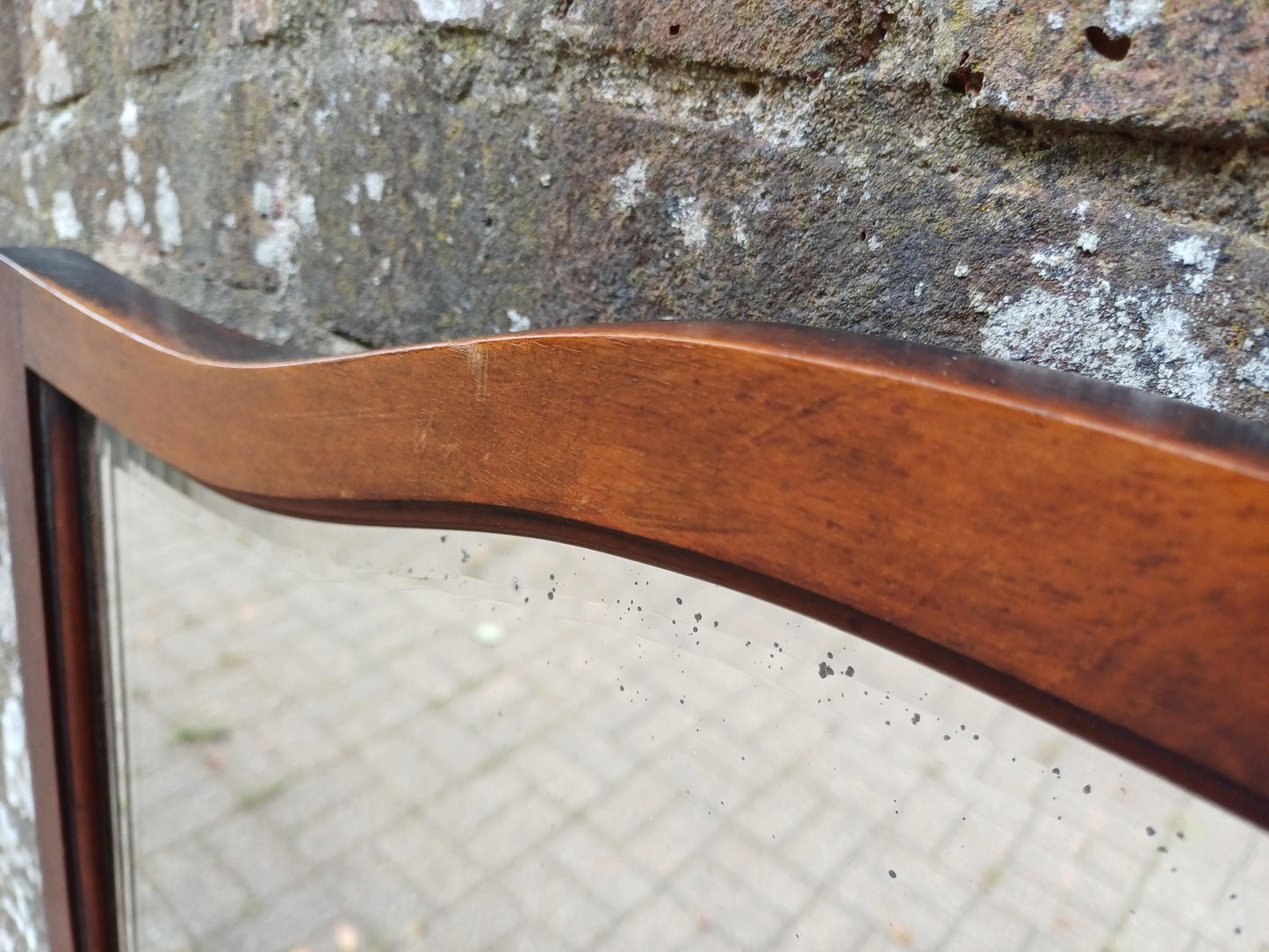 Vintage Bevelled Wall Mirror with Curved Top Mahogany Frame Quality Early 20th Century Classic Hallway Bedroom Living Room Decor