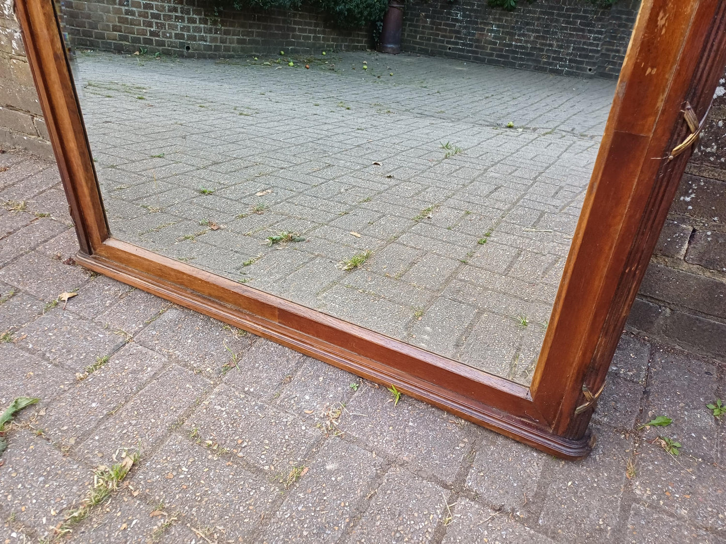 Massive Antique Edwardian Over Mantel Mirror with Marquetry Inlay Reeded Frame & Gilt Detail Early 1900s Fireplace Mirror FREE HAND Delivery