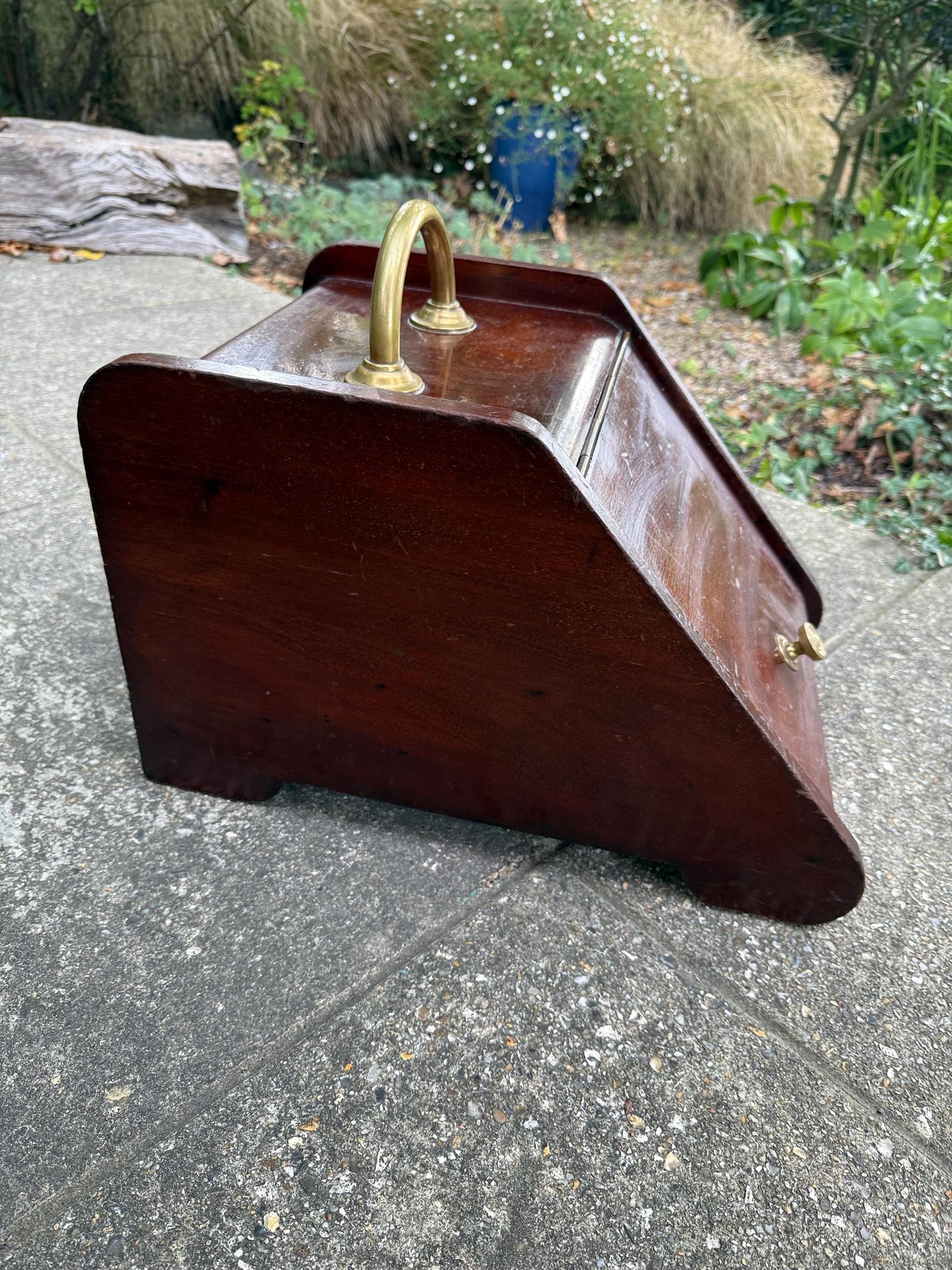 Vintage Wooden Coal Scuttle Bucket with Brass Handle – Early 1900s Fireside Box for Kindling/Logs/firelighters, fireside storage