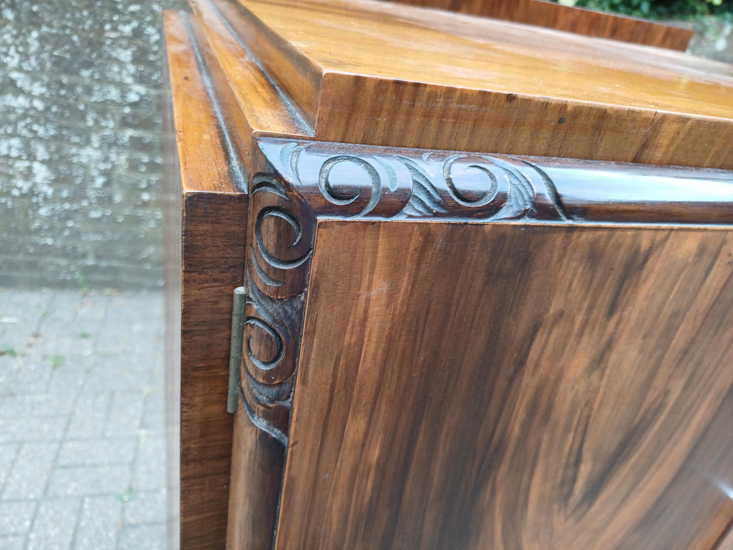 Art Deco 1930s Walnut Veneer Tallboy Retro Vintage Bedroom Cabinet Chest of Drawers Clothes Cupboard Chrome Handles FREE HAND Delivery