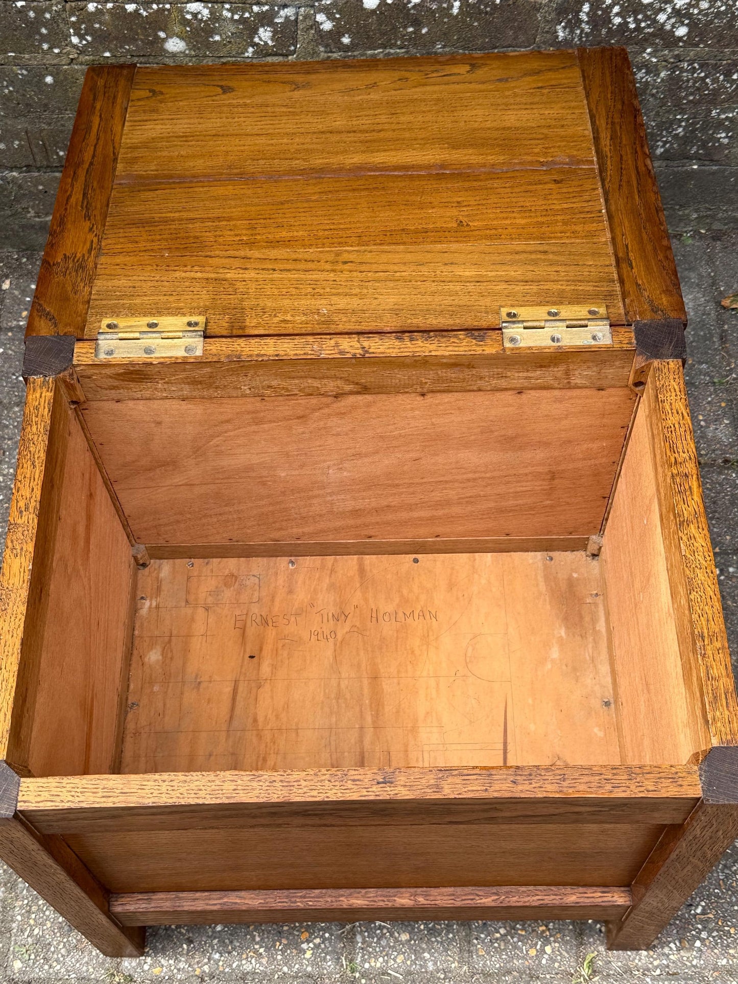 Vintage 1940s Oak Wooden Storage Box – Signed & Dated 1947 - early mid century design, lovely simple lines, toy box, vintage storage box