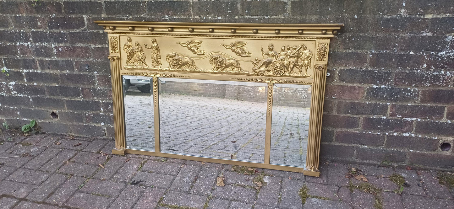 Large Antique Gilt Overmantel Mirror Vintage Regency Style Gold Painted Fireplace Mirror Wall Mirror FREE HAND Delivery 115 x 70cm