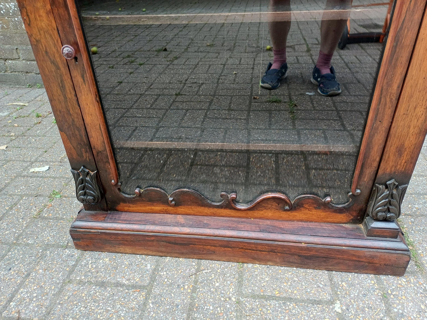 Antique Victorian Mahogany Display Cabinet Original Glass Door Ornately Carved Pillars & Scrollwork Late 19th Century FREE HAND Delivery