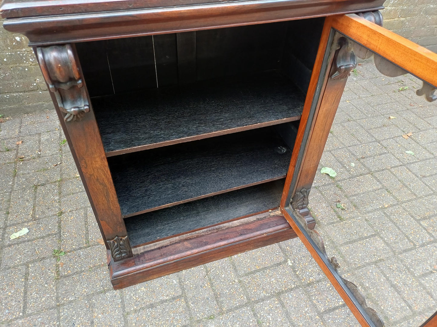 Antique Victorian Mahogany Display Cabinet Original Glass Door Ornately Carved Pillars & Scrollwork Late 19th Century FREE HAND Delivery