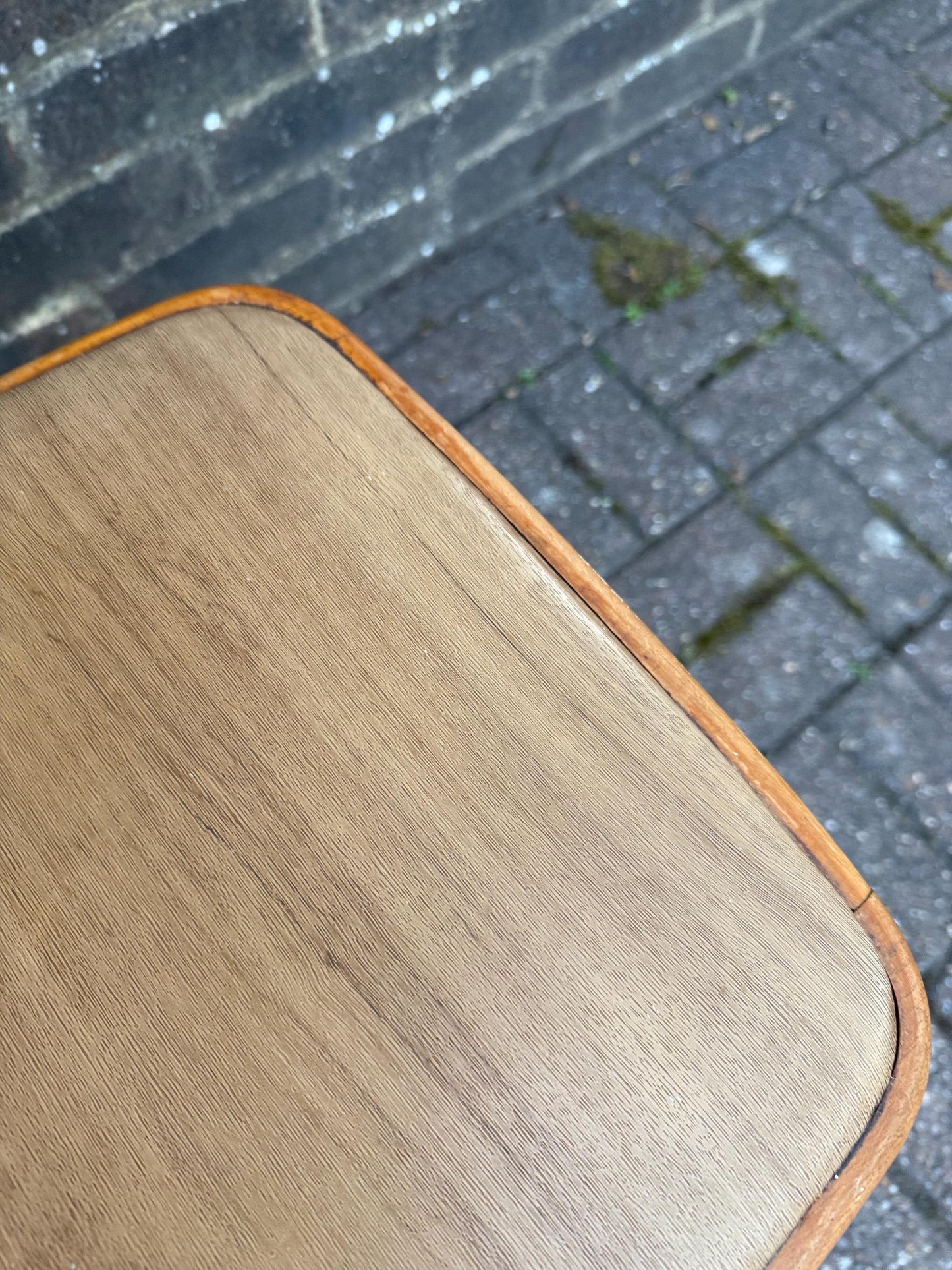 Vintage Retro Vinyl Top Wooden Stool – Retro 1960s 1970s Kitchen or Utility Seat, Wipe-Clean Square Padded Top, Compact Design, Retro stool