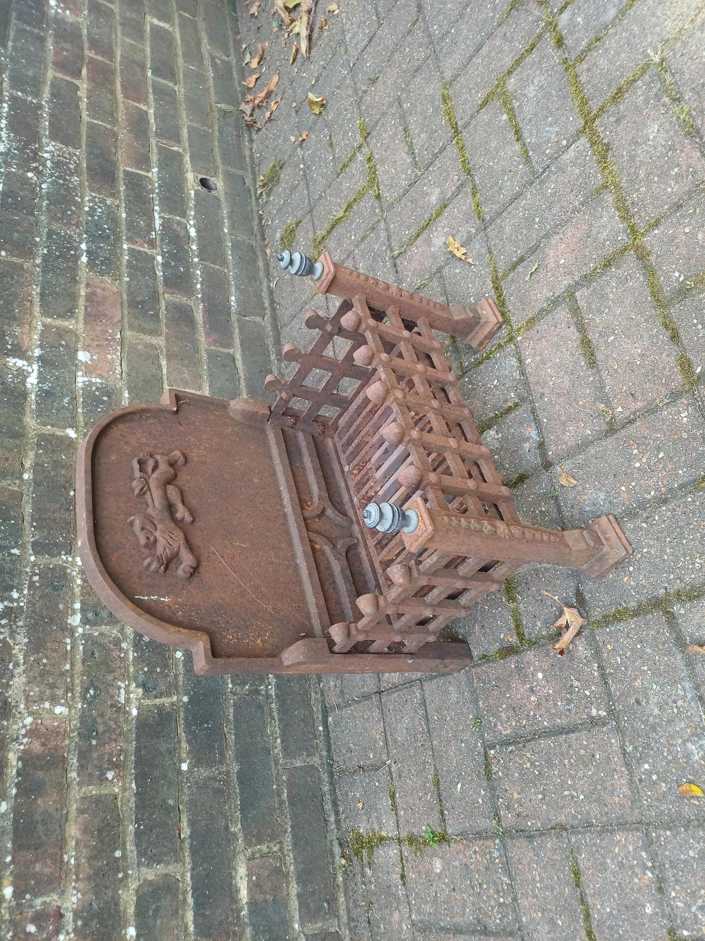 Antique Cast Iron Fire Grate 19th Century Fireplace Insert Rustic Iron Fire Basket with Lion Motif Vintage Hearth Decor FREE HAND Delivery