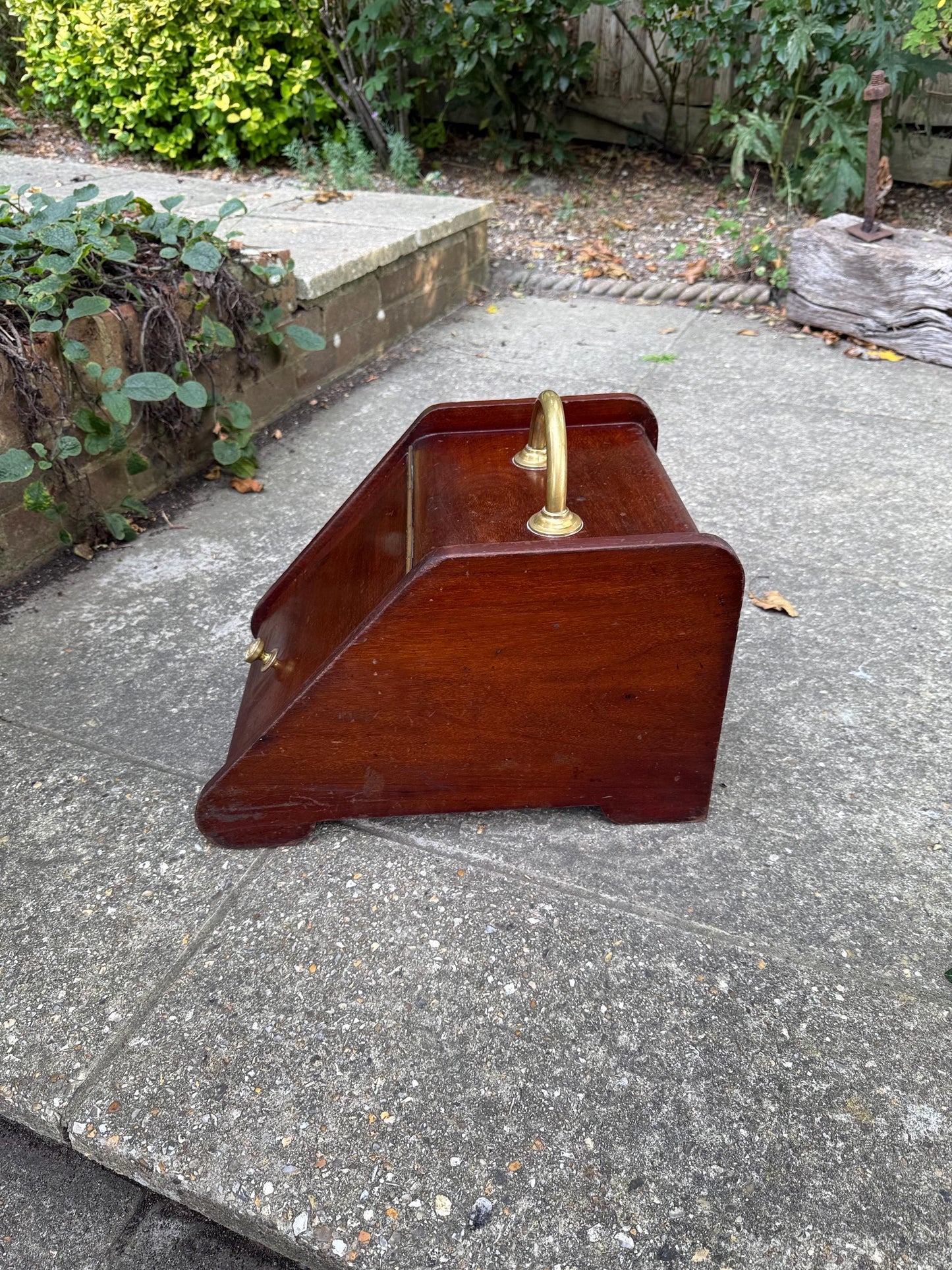 Vintage Wooden Coal Scuttle Bucket with Brass Handle – Early 1900s Fireside Box for Kindling/Logs/firelighters, fireside storage