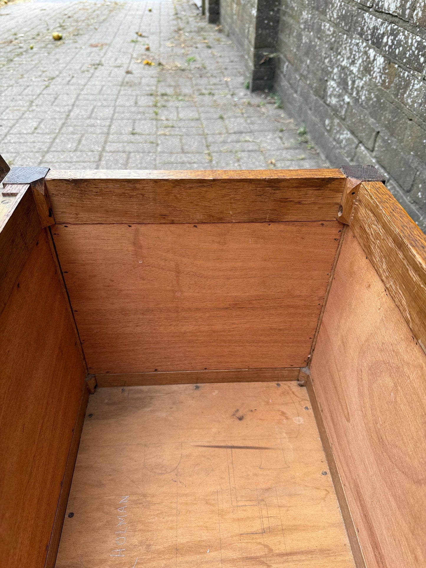 Vintage 1940s Oak Wooden Storage Box – Signed & Dated 1947 - early mid century design, lovely simple lines, toy box, vintage storage box