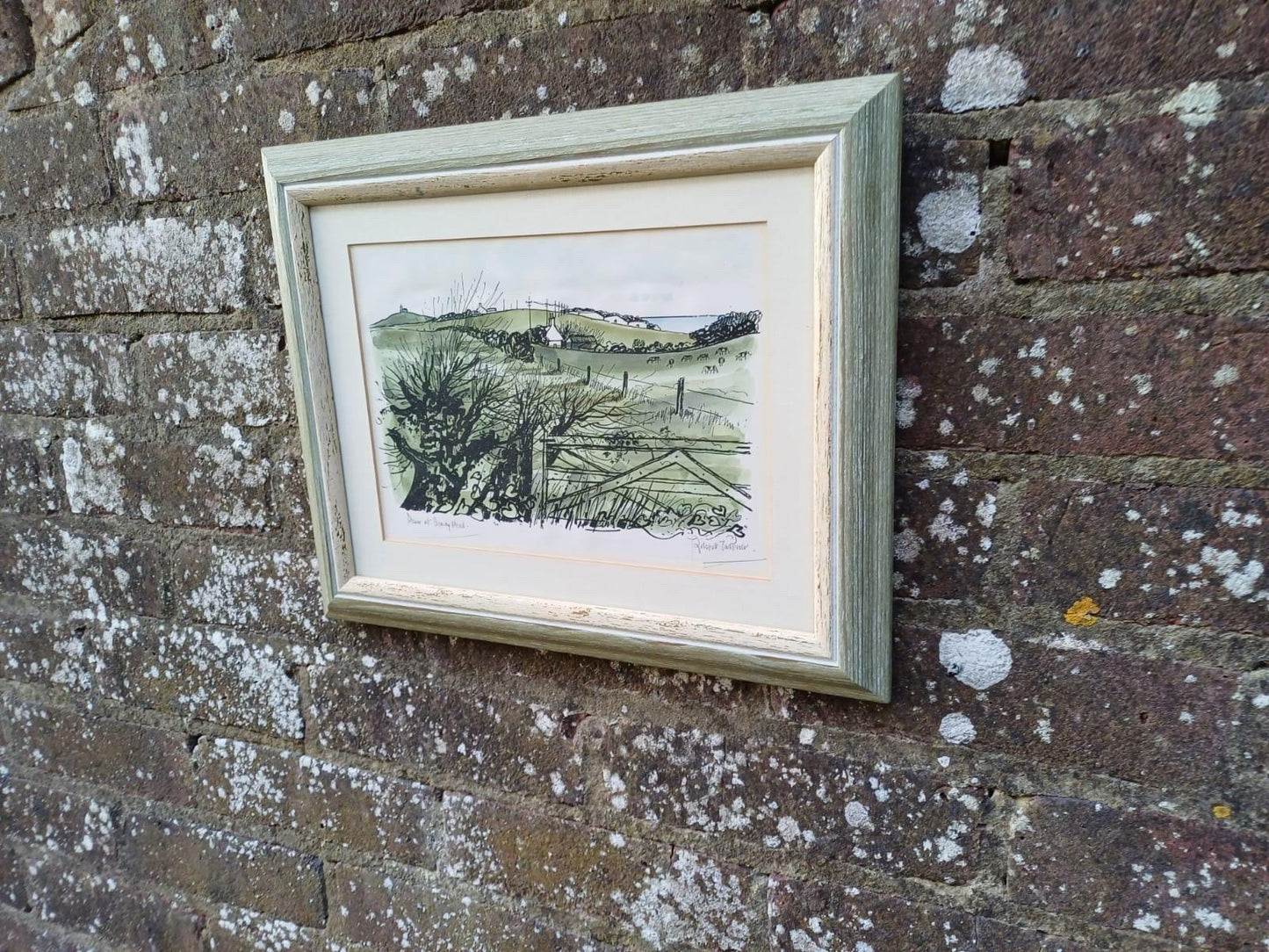 Vintage Signed Lithograph of Beachy Head, South Downs, Sussex by Robert Taverner (1920-2004), Coastal Landscape Framed English Seaside Art