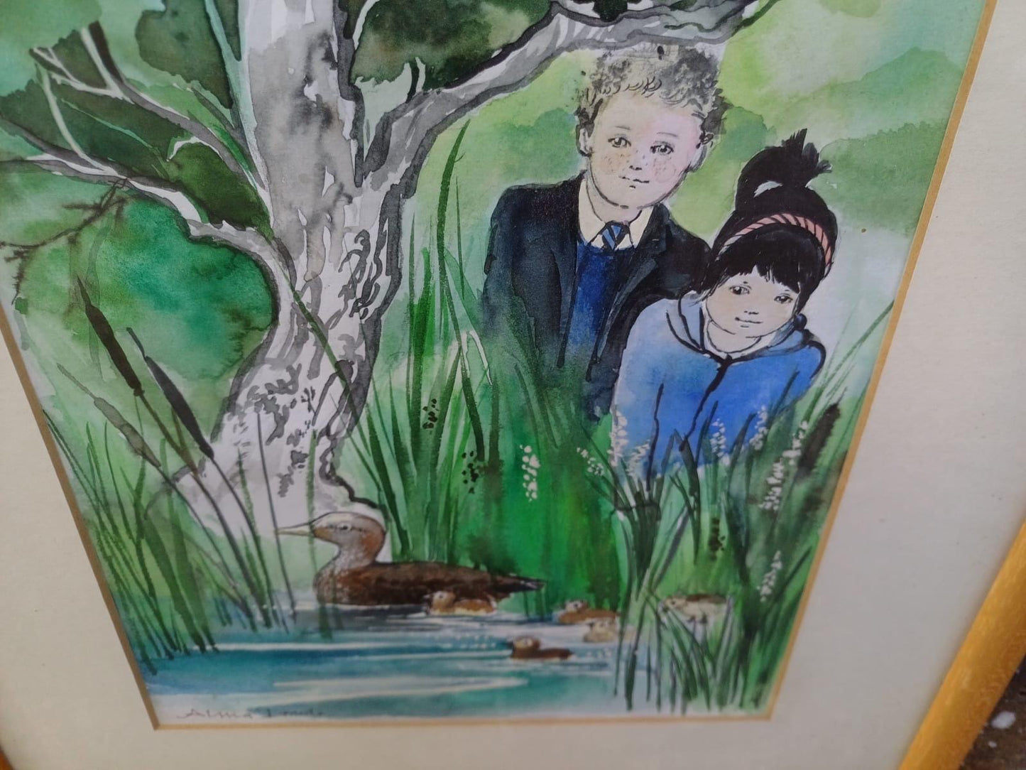 Original watercolour illustrations by Alma Dowle for children's author Oliver Eade, signed paintings, storybook, nursery Art, Moon Rabbit