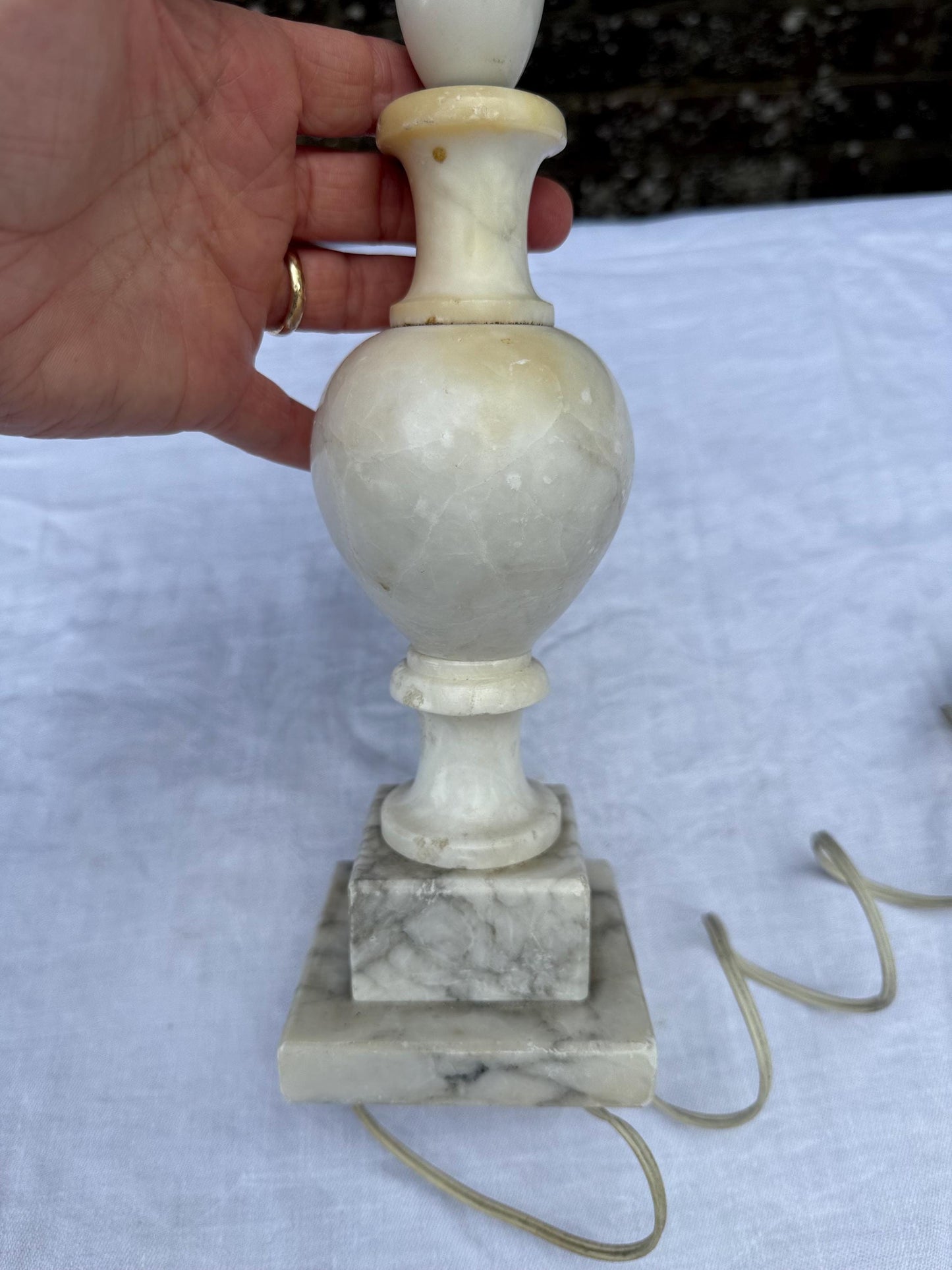 Rare Mid-century Italian Alabaster Table Lamp, Grey Table Lamp, Hand Carved Mid Century Stone Lighting, Made in Italy, Bedside Lamp Base