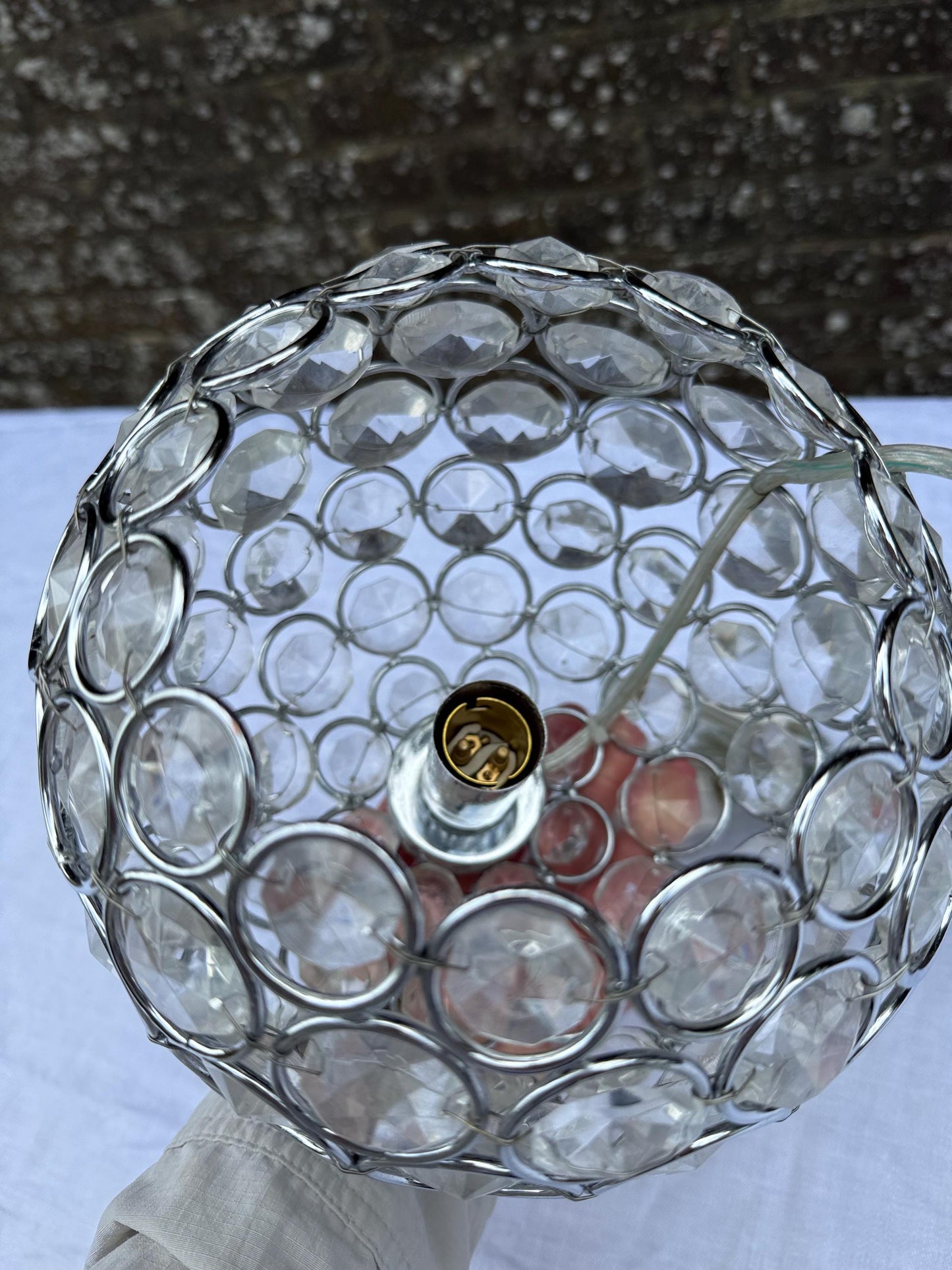 Vintage Crystal Globe Lamp, Chrome & Glass Orb Table Lamp with Faceted Crystal Discs, Retro Glam Lighting, Laura Ashley Store lamp