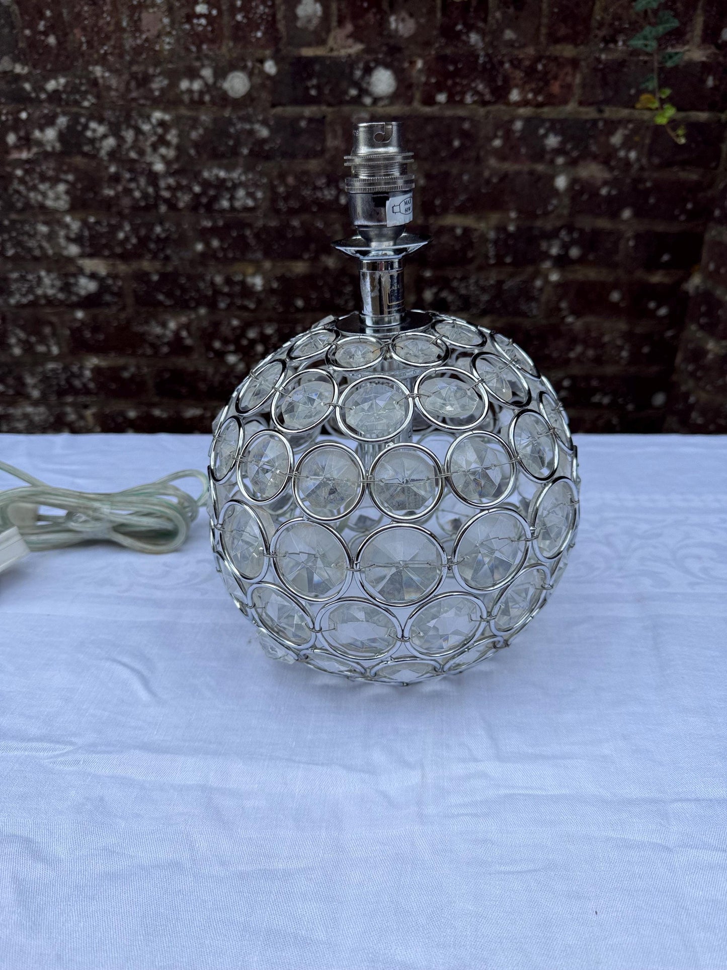 Vintage Crystal Globe Lamp, Chrome & Glass Orb Table Lamp with Faceted Crystal Discs, Retro Glam Lighting, Laura Ashley Store lamp