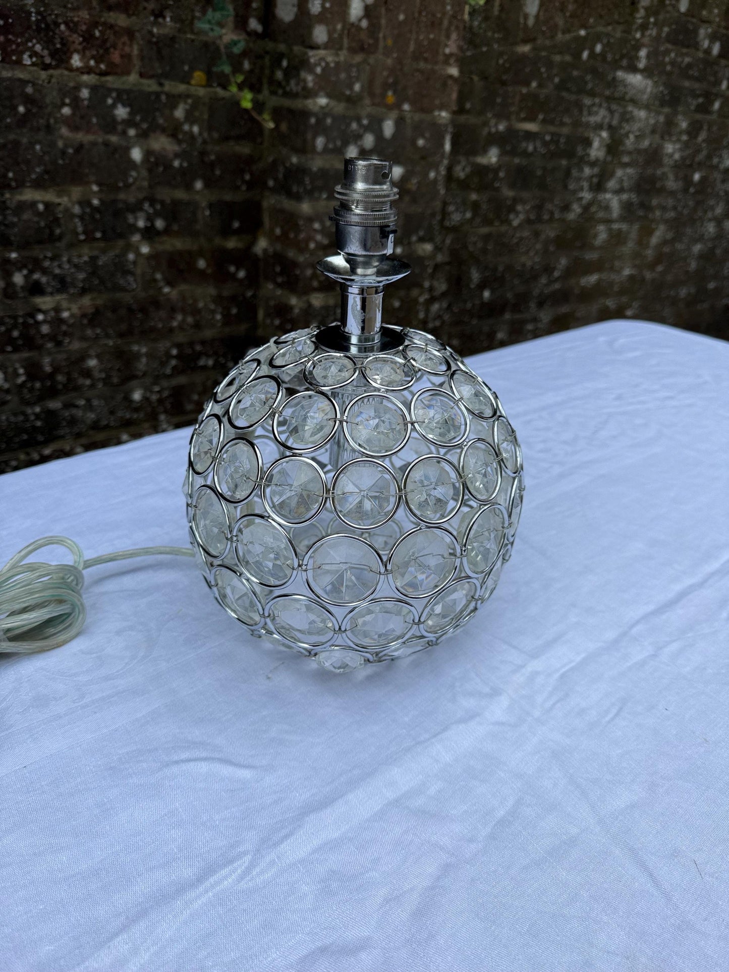 Vintage Crystal Globe Lamp, Chrome & Glass Orb Table Lamp with Faceted Crystal Discs, Retro Glam Lighting, Laura Ashley Store lamp