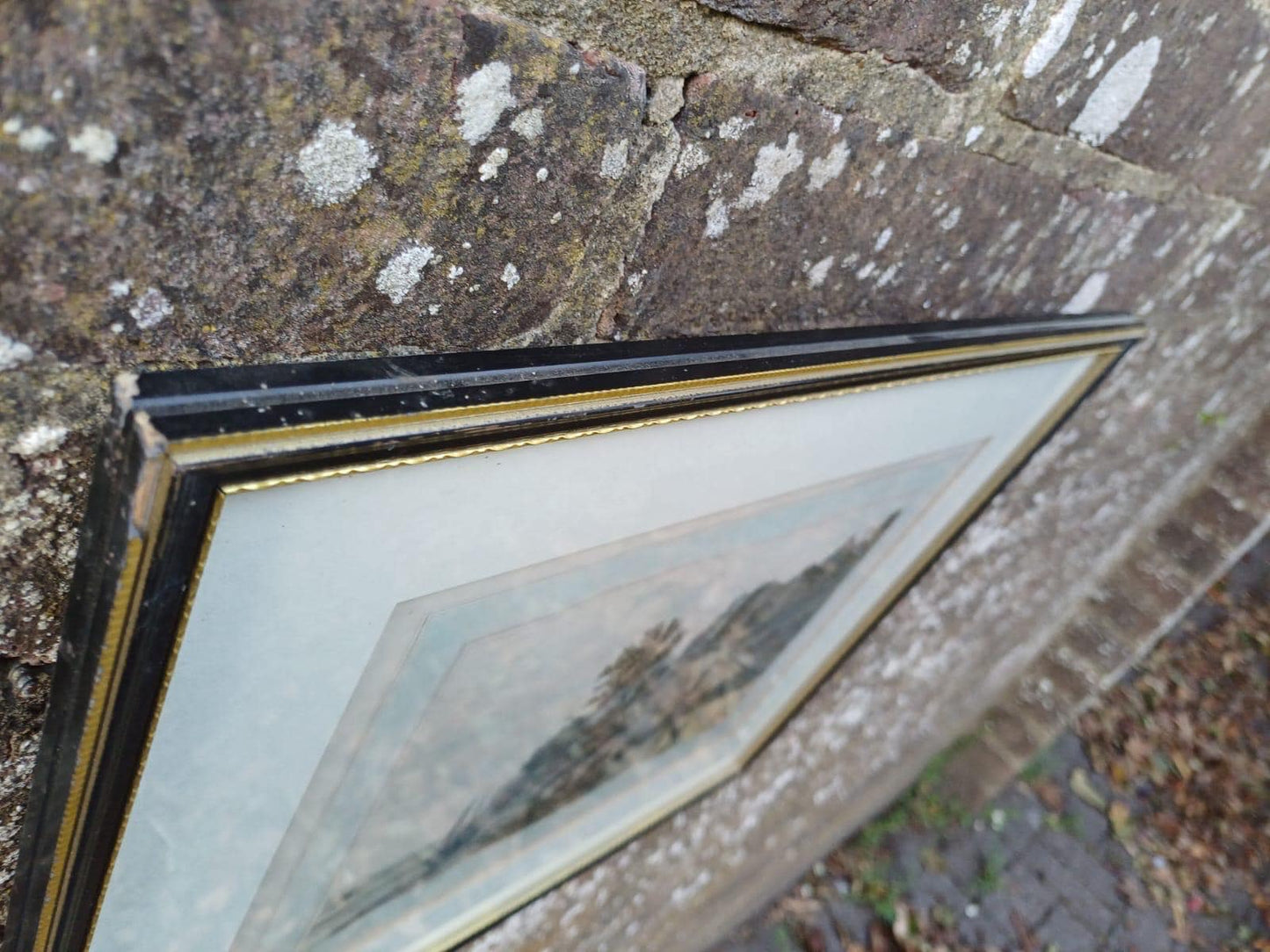 Antique Hand Coloured Print Winchelsea Sussex c1820s Georgian Town Gate Landscape Framed Historic Wall Art, W Daniell engraving, Cinque Port