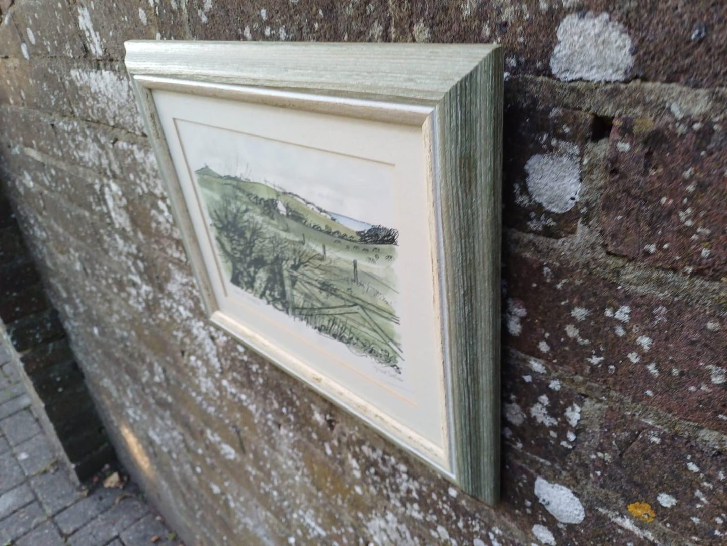Vintage Signed Lithograph of Beachy Head, South Downs, Sussex by Robert Taverner (1920-2004), Coastal Landscape Framed English Seaside Art