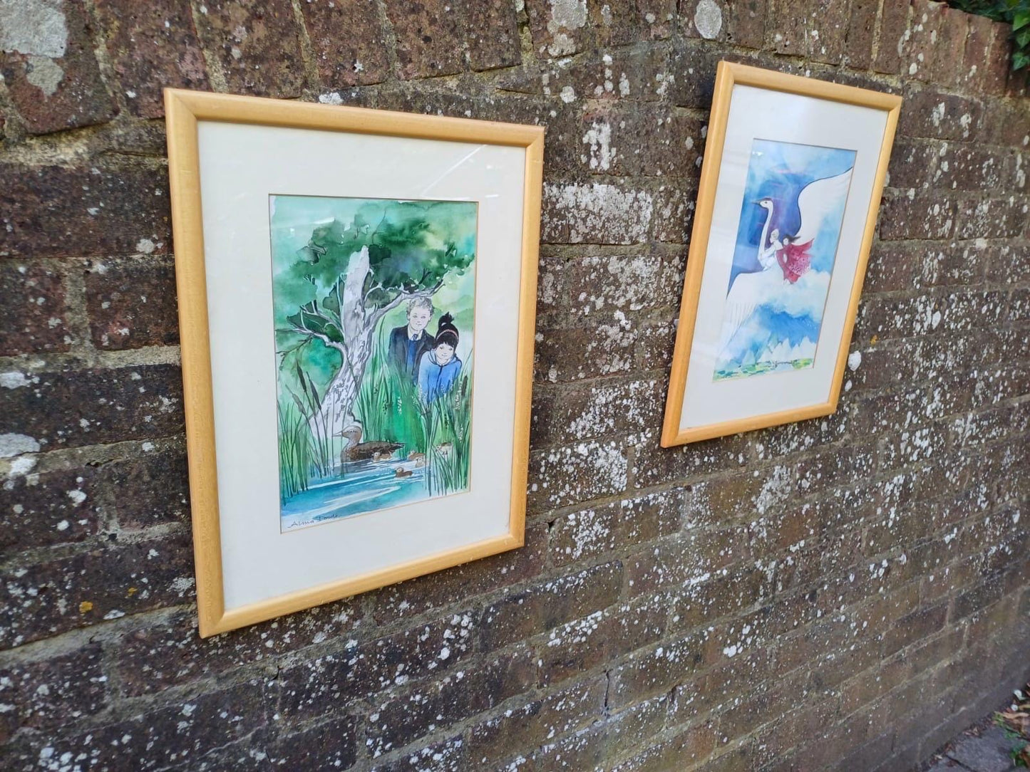 Original watercolour illustrations by Alma Dowle for children's author Oliver Eade, signed paintings, storybook, nursery Art, Moon Rabbit