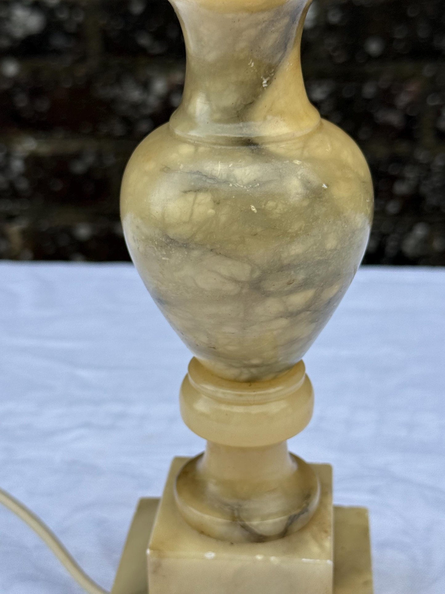Rare Mid Century Vintage Italian Alabaster Lamp, Small hand Carved Stone Table Lamp MCM Lighting, Genuine Alabaster Made in Italy PAT tested