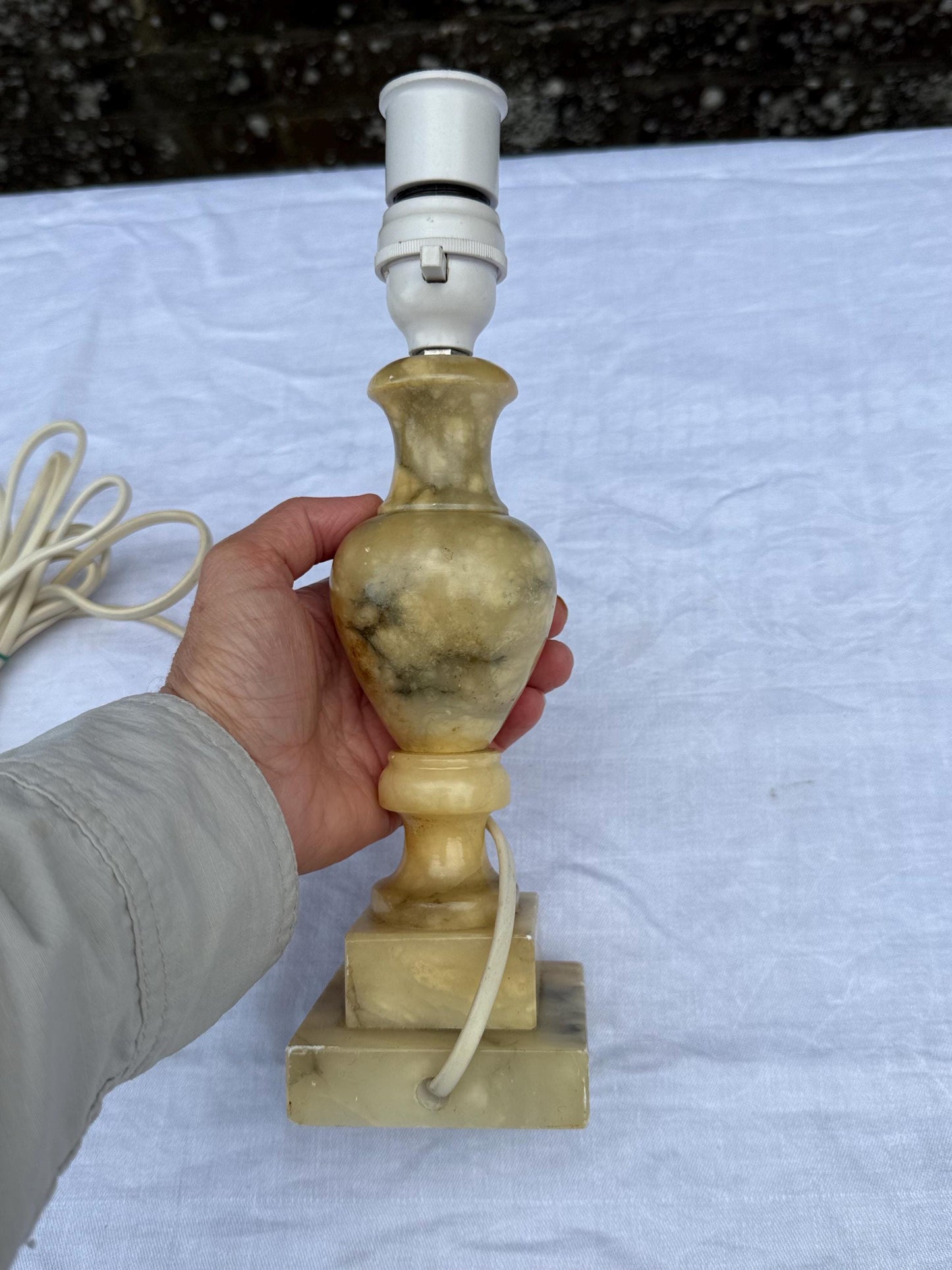 Rare Mid Century Vintage Italian Alabaster Lamp, Small hand Carved Stone Table Lamp MCM Lighting, Genuine Alabaster Made in Italy PAT tested