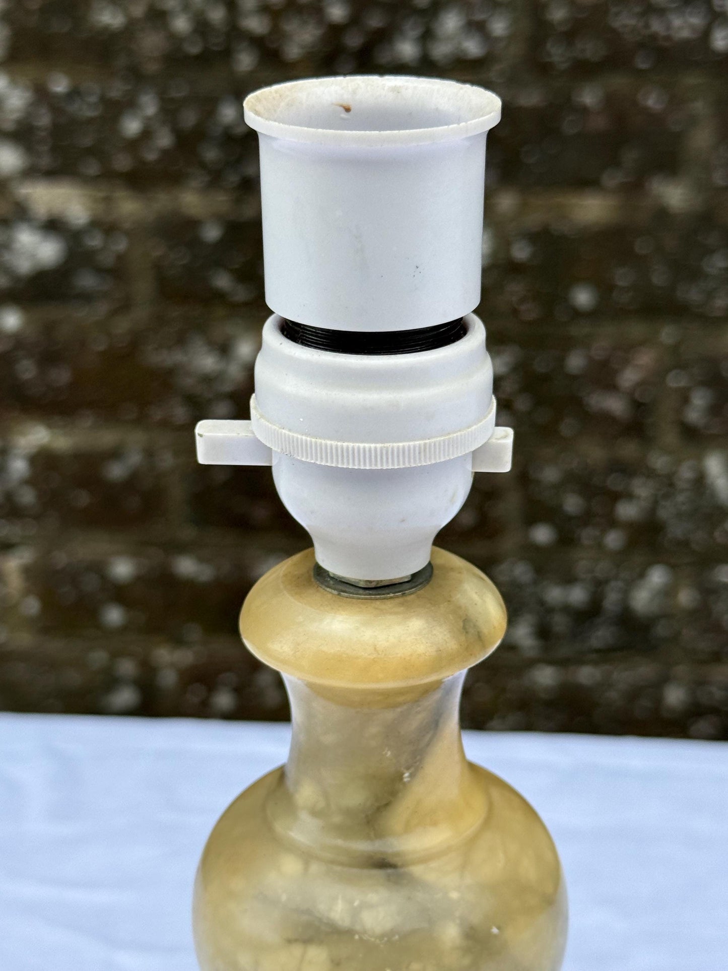 Rare Mid Century Vintage Italian Alabaster Lamp, Small hand Carved Stone Table Lamp MCM Lighting, Genuine Alabaster Made in Italy PAT tested