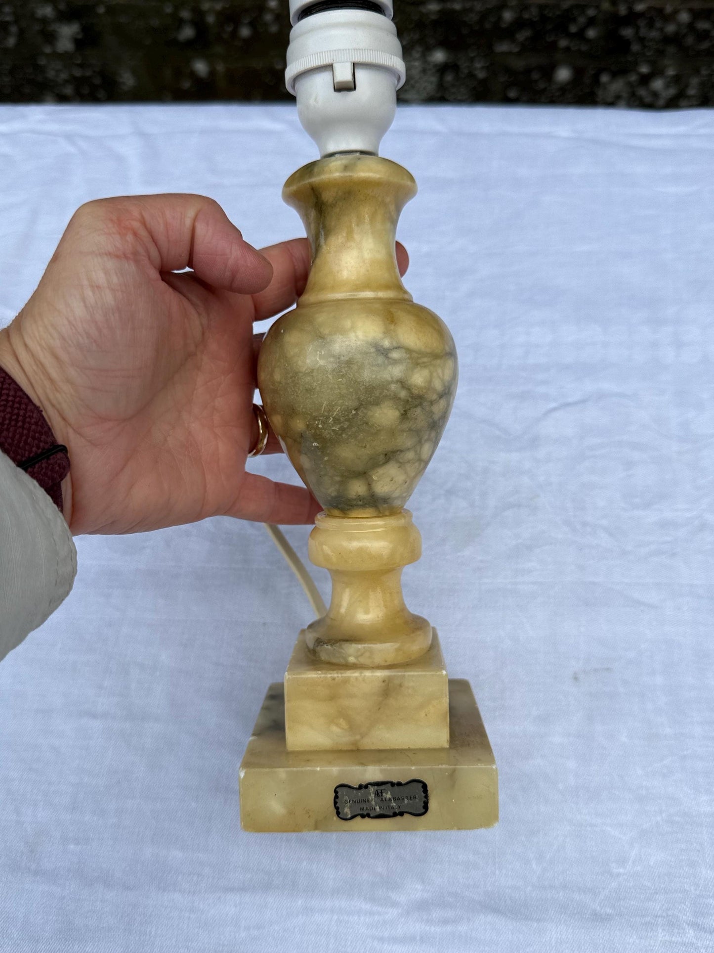 Rare Mid Century Vintage Italian Alabaster Lamp, Small hand Carved Stone Table Lamp MCM Lighting, Genuine Alabaster Made in Italy PAT tested