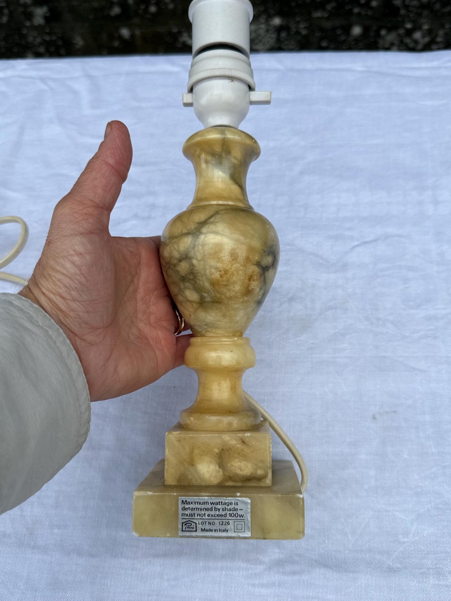 Rare Mid Century Vintage Italian Alabaster Lamp, Small hand Carved Stone Table Lamp MCM Lighting, Genuine Alabaster Made in Italy PAT tested