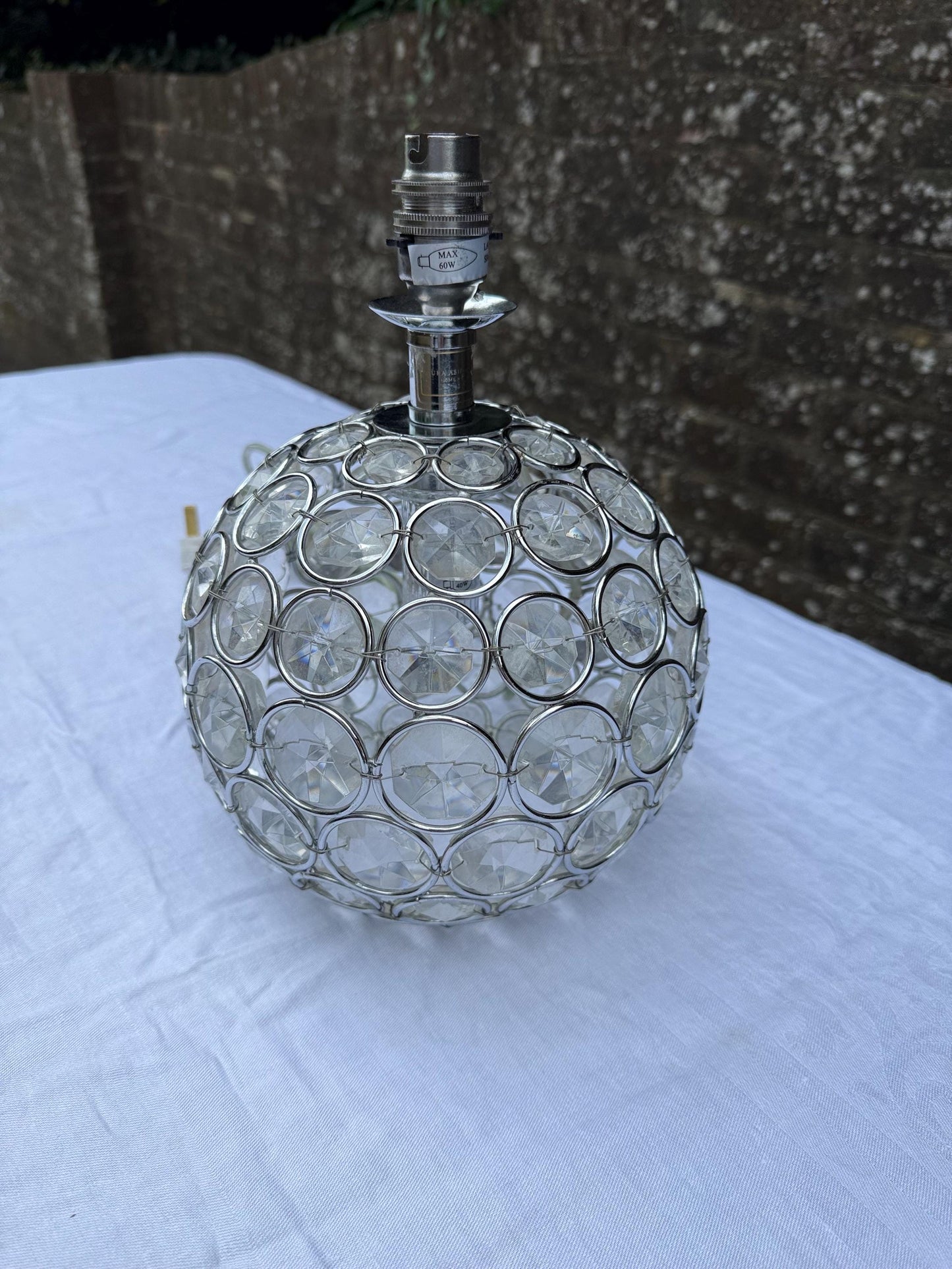 Vintage Crystal Globe Lamp, Chrome & Glass Orb Table Lamp with Faceted Crystal Discs, Retro Glam Lighting, Laura Ashley Store lamp