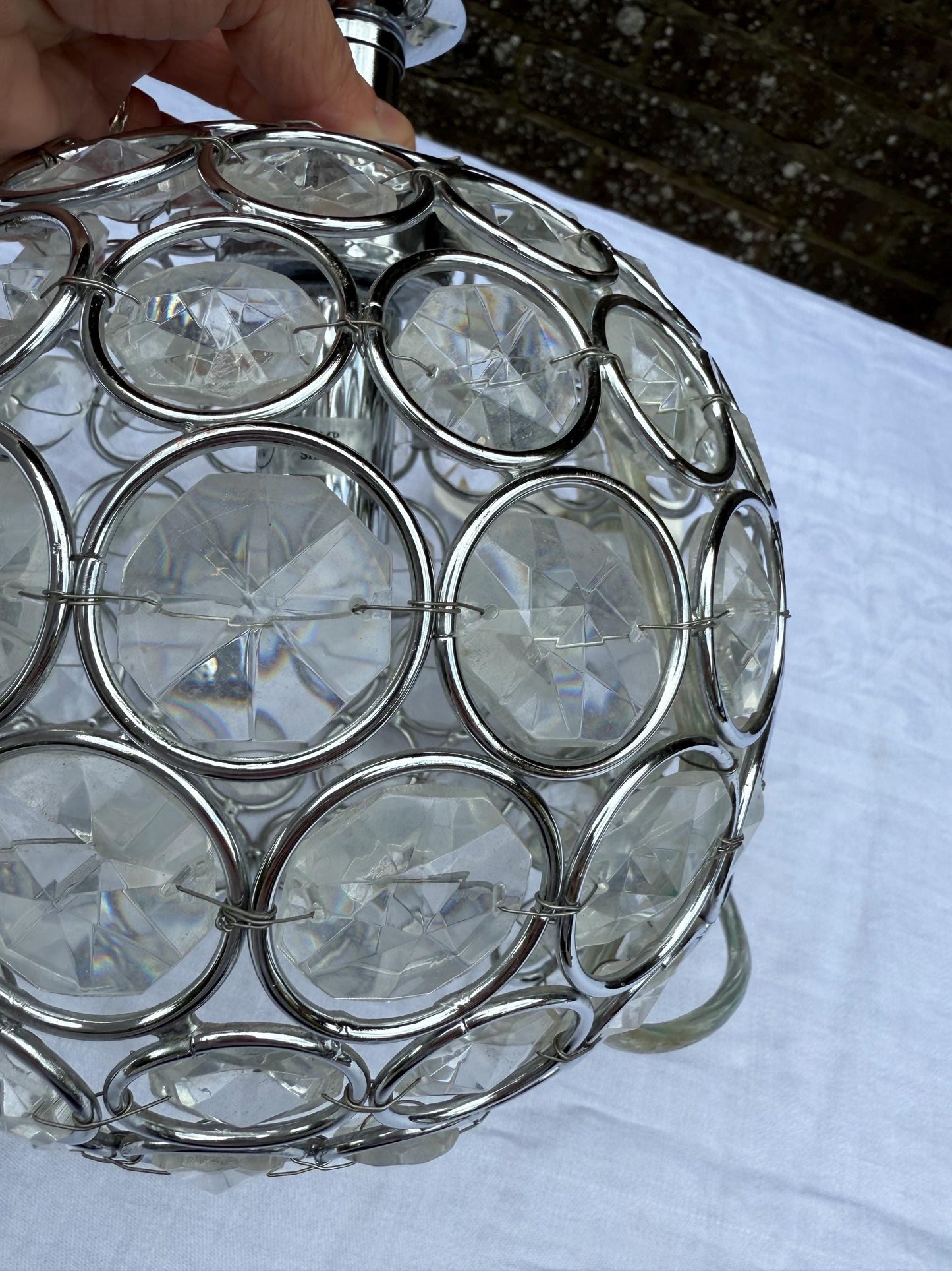 Vintage Crystal Globe Lamp, Chrome & Glass Orb Table Lamp with Faceted Crystal Discs, Retro Glam Lighting, Laura Ashley Store lamp