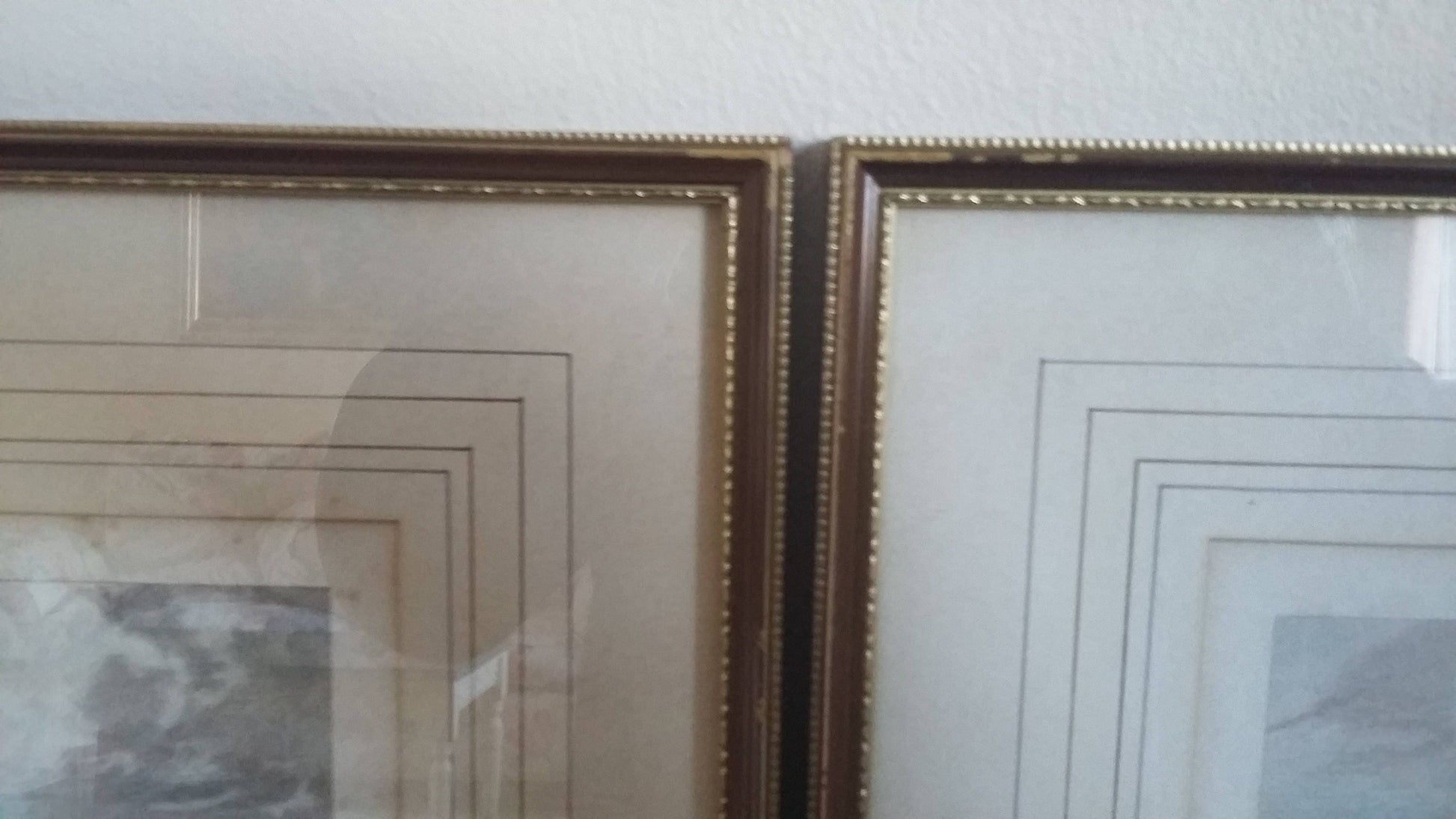 Vintage Pair of Nautical Sea Prints Erith & Belvidere Northfleet.