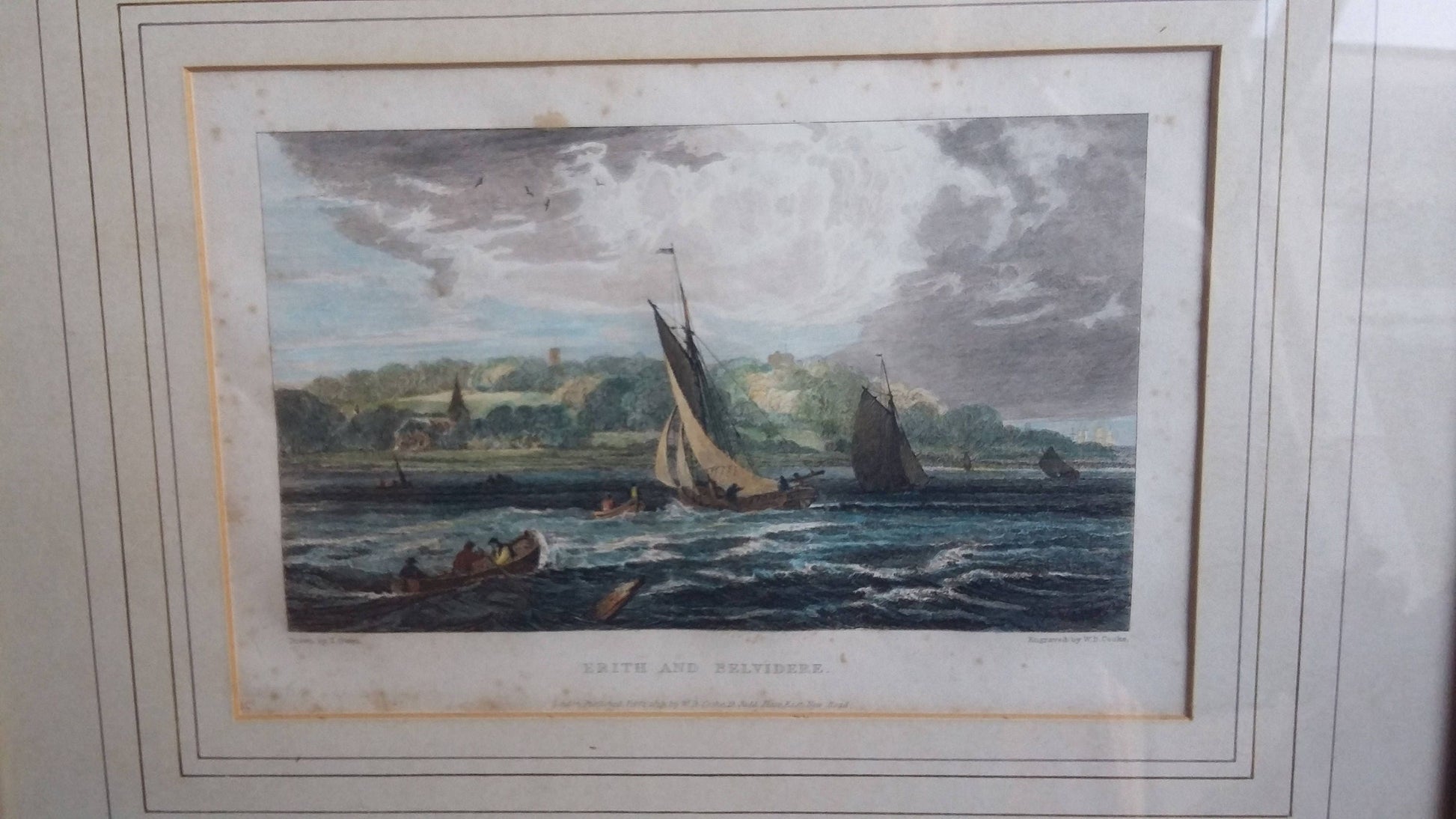 Vintage Pair of Nautical Sea Prints Erith & Belvidere Northfleet.