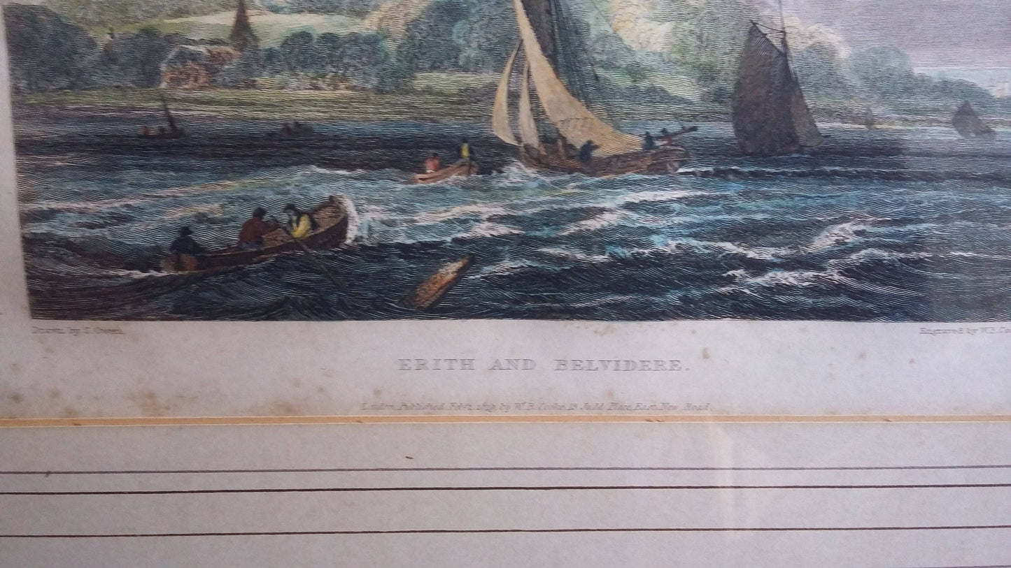 Vintage Pair of Nautical Sea Prints Erith & Belvidere Northfleet.