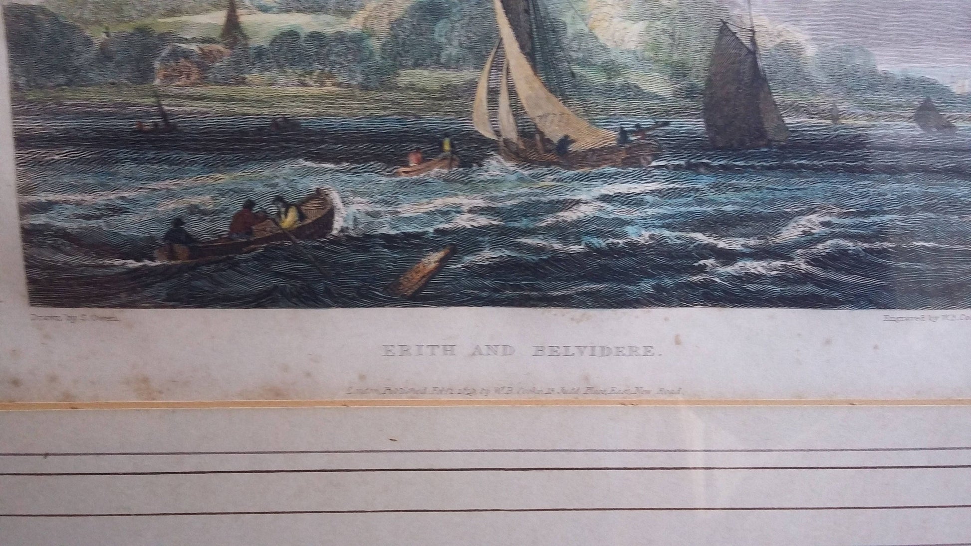 Vintage Pair of Nautical Sea Prints Erith & Belvidere Northfleet.
