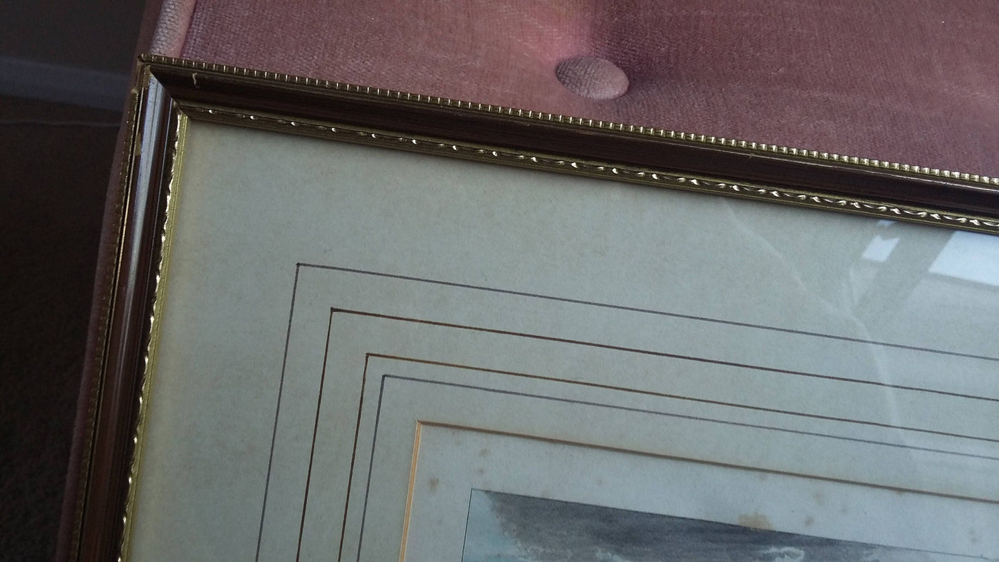 Vintage Pair of Nautical Sea Prints Erith & Belvidere Northfleet.
