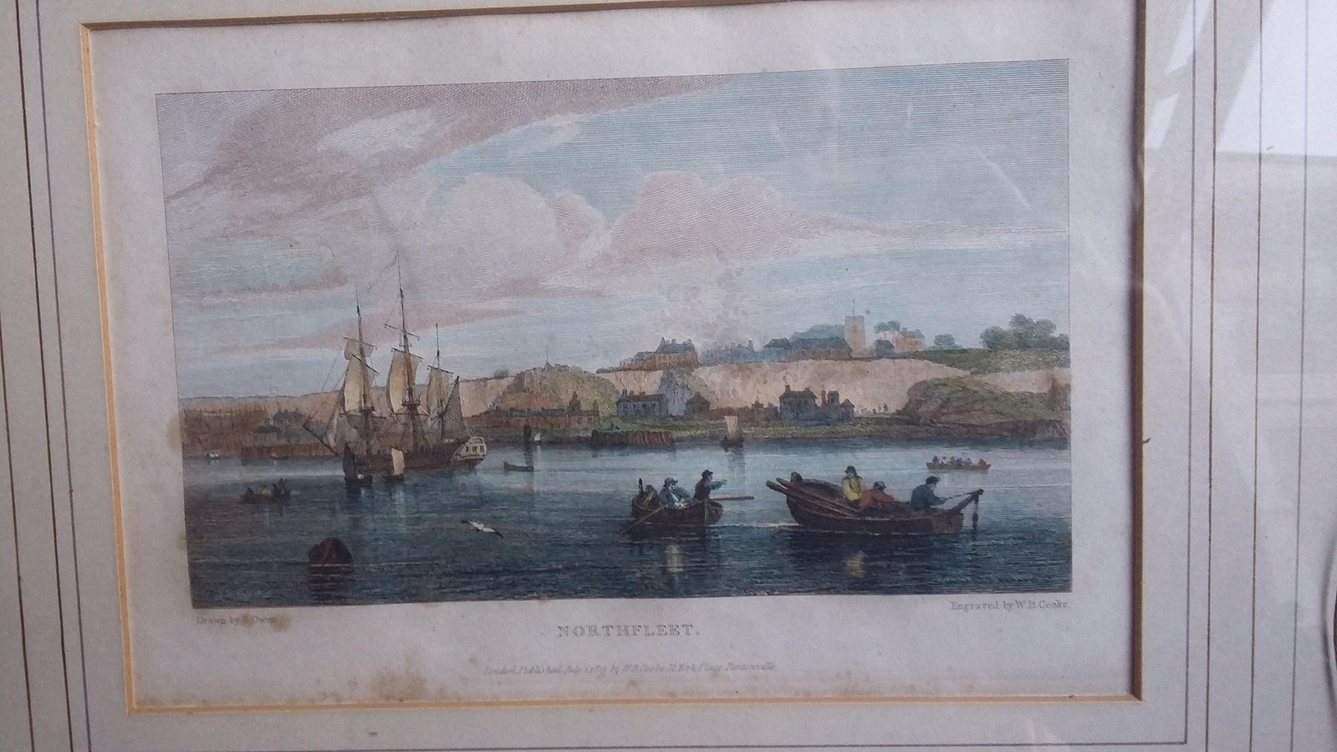 Vintage Pair of Nautical Sea Prints Erith & Belvidere Northfleet.