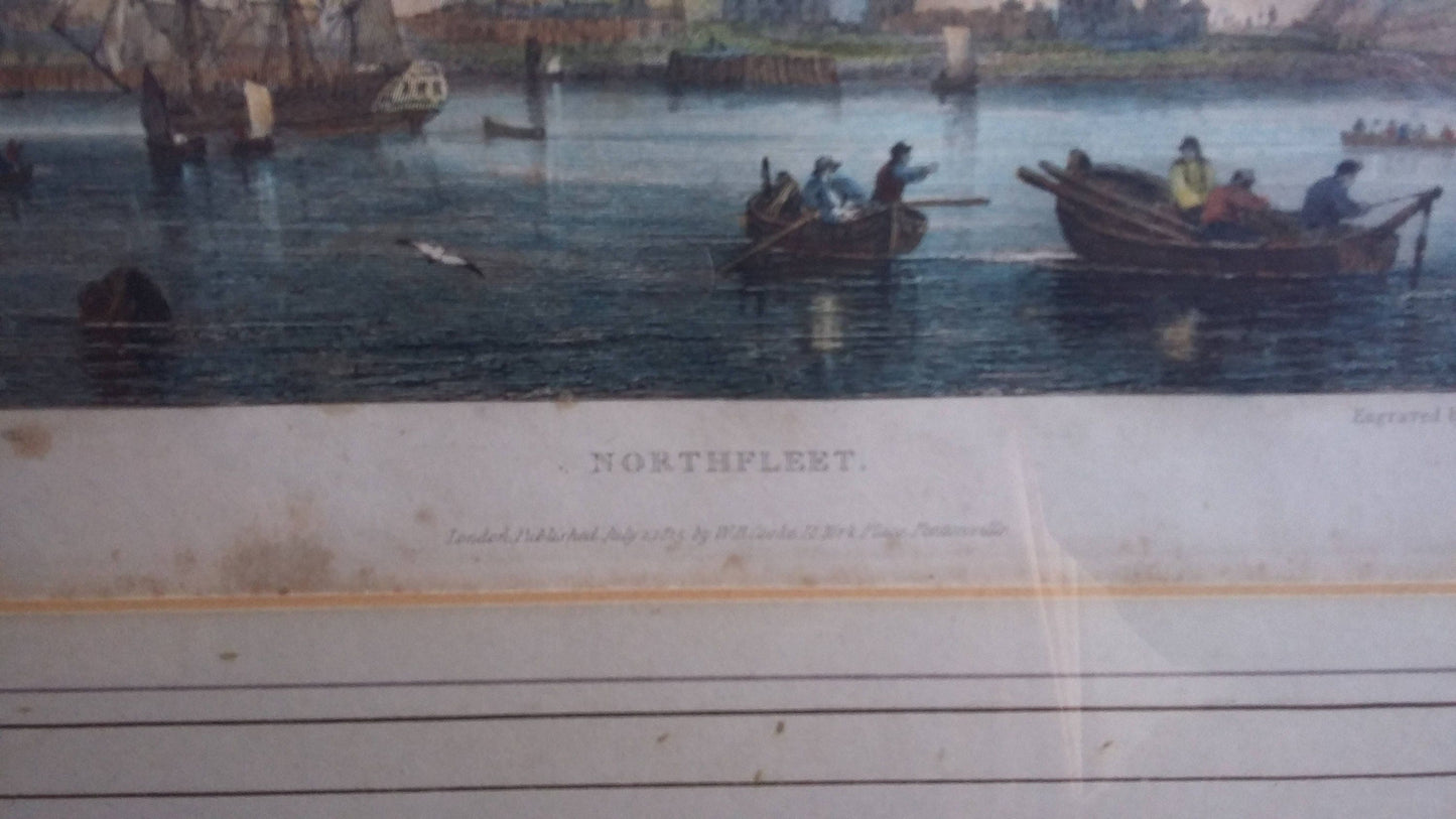 Vintage Pair of Nautical Sea Prints Erith & Belvidere Northfleet.