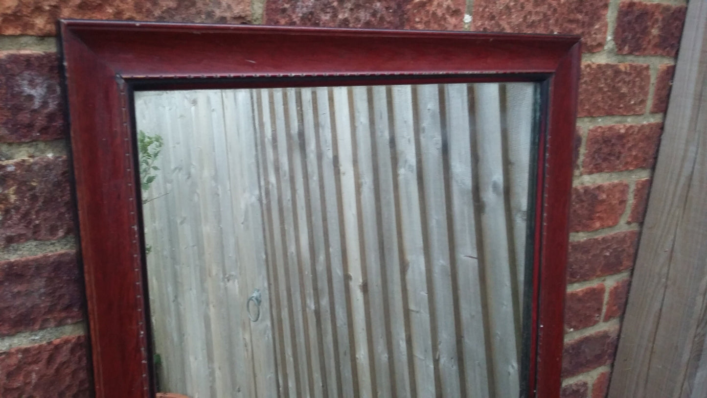 Large Dark Maroon Crimson Vintage Wall Mirror