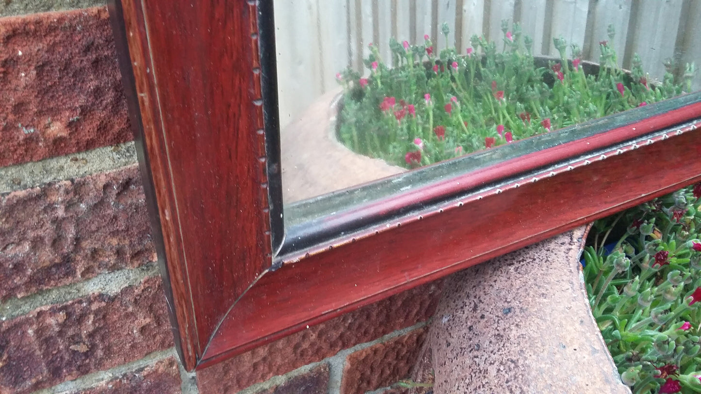 Large Dark Maroon Crimson Vintage Wall Mirror