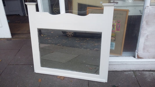 Vintage Painted Oak Art Nouveau Arts and Crafts Over Mantel Wall Mirror