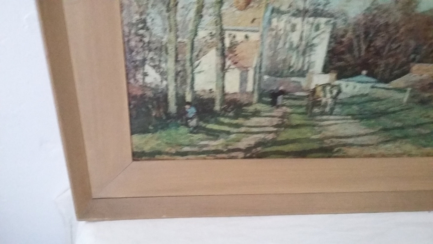 Very Large Vintage Pissaro 1960’s Print ‘The Edge of The Village’ Impressionism