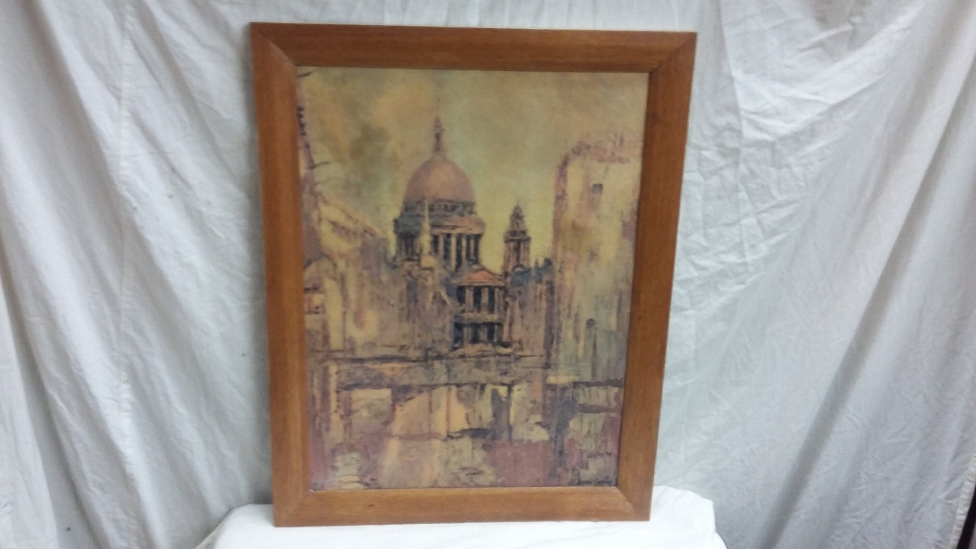 Vintage Textured Print 1960’s Retro of St Pauls Cathedral London. Donald Copping.