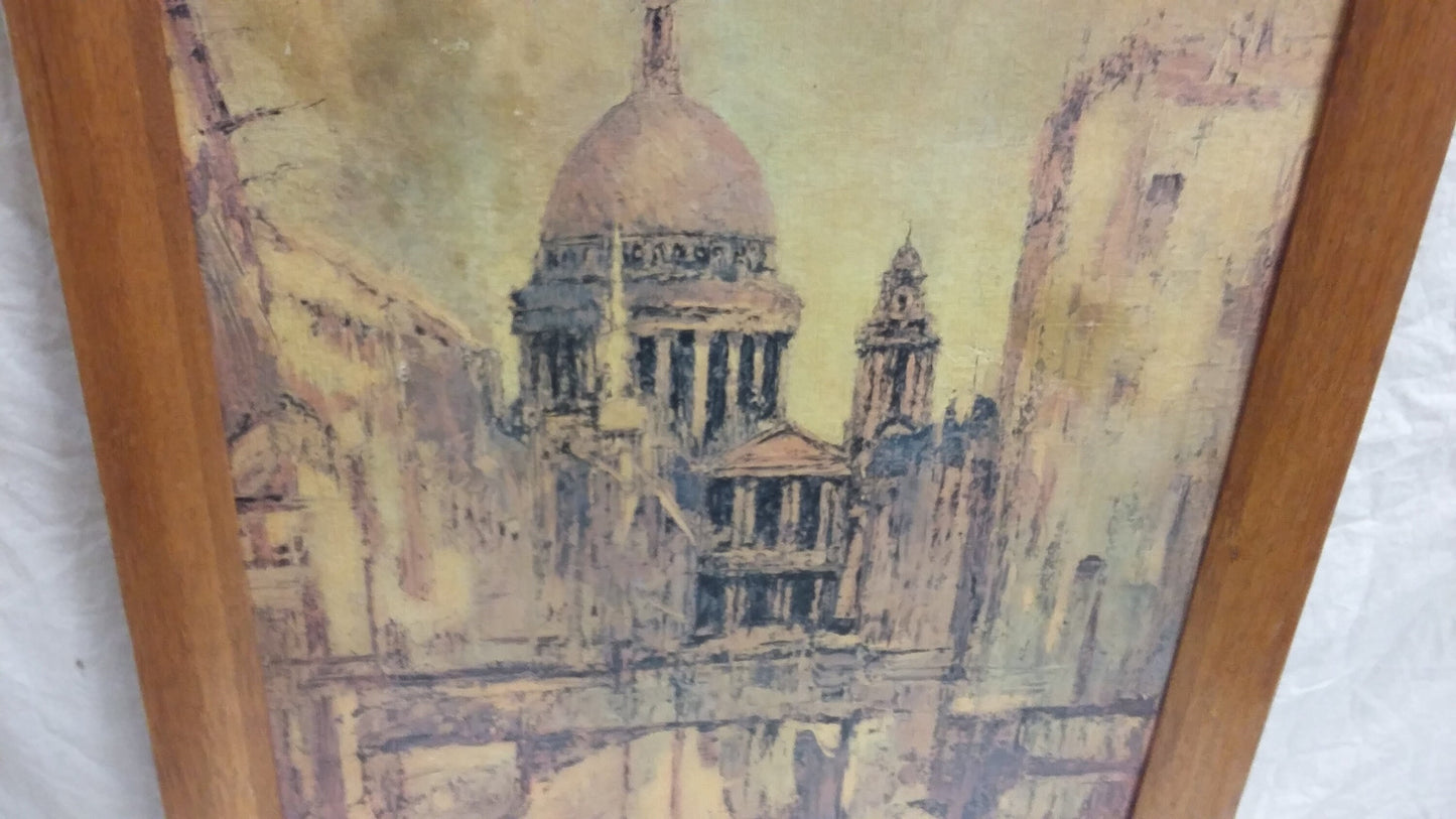 Vintage Textured Print 1960’s Retro of St Pauls Cathedral London. Donald Copping.