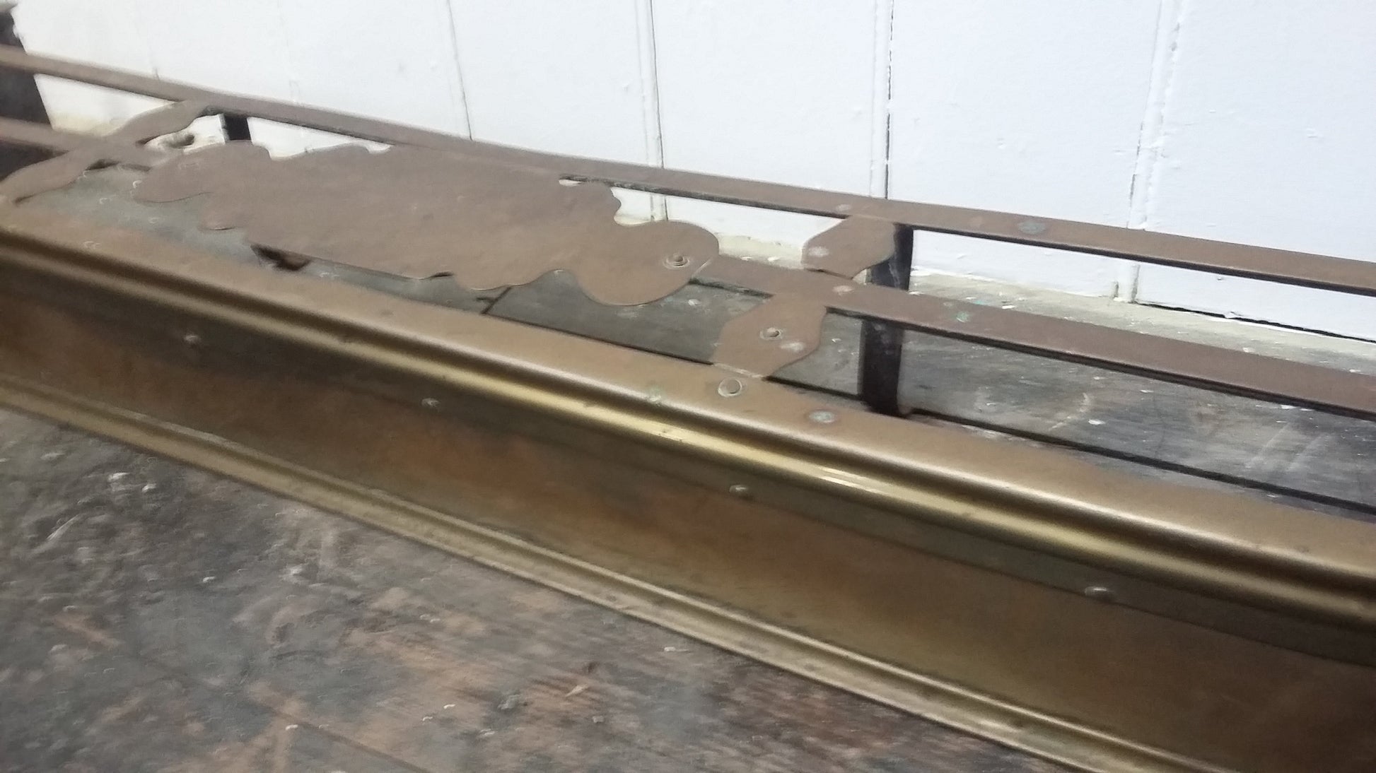 Vintage Heavy Brass Fender Fire Curb Fireplace.
