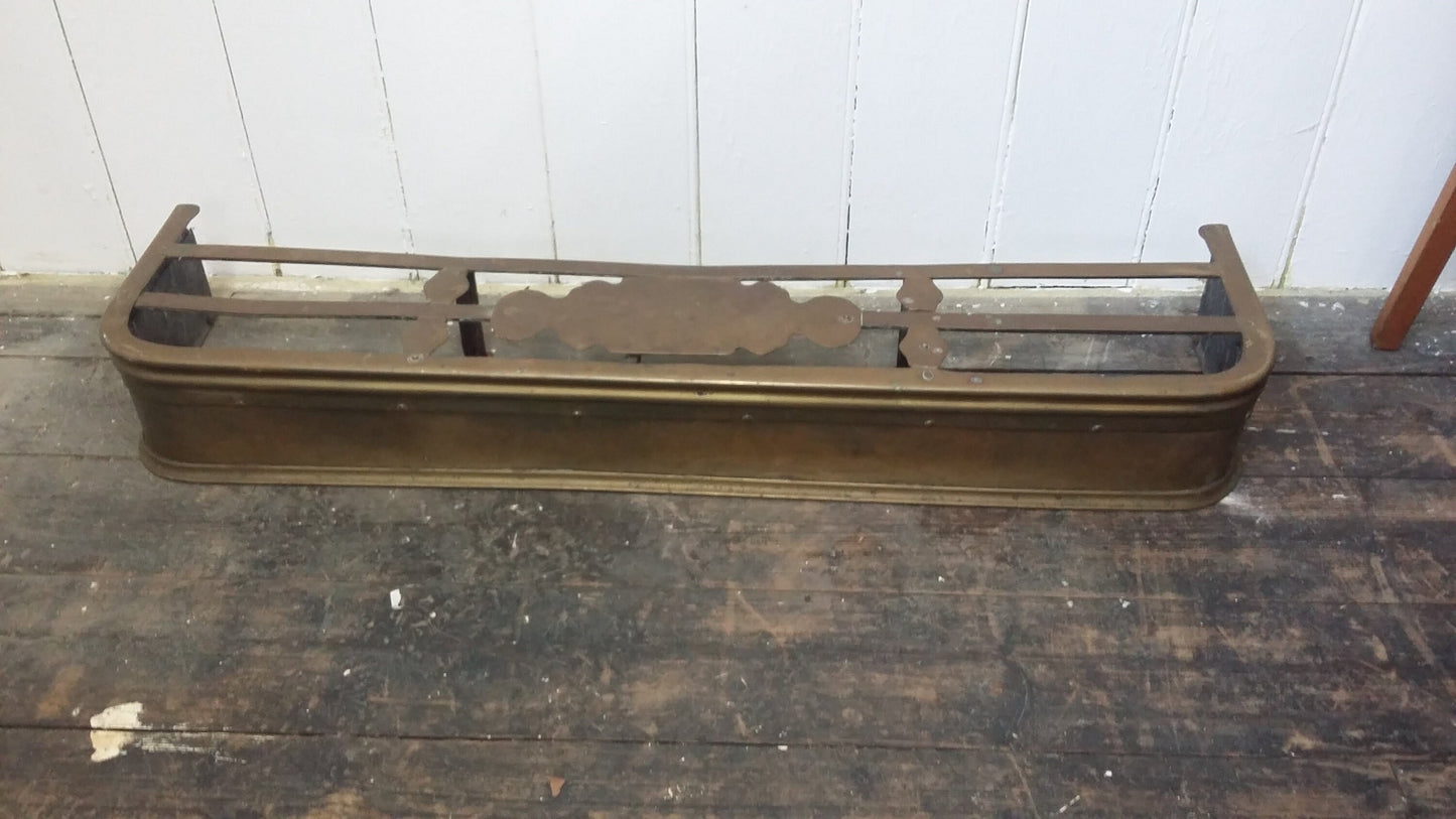 Vintage Heavy Brass Fender Fire Curb Fireplace.
