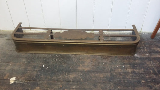 Vintage Heavy Brass Fender Fire Curb Fireplace.
