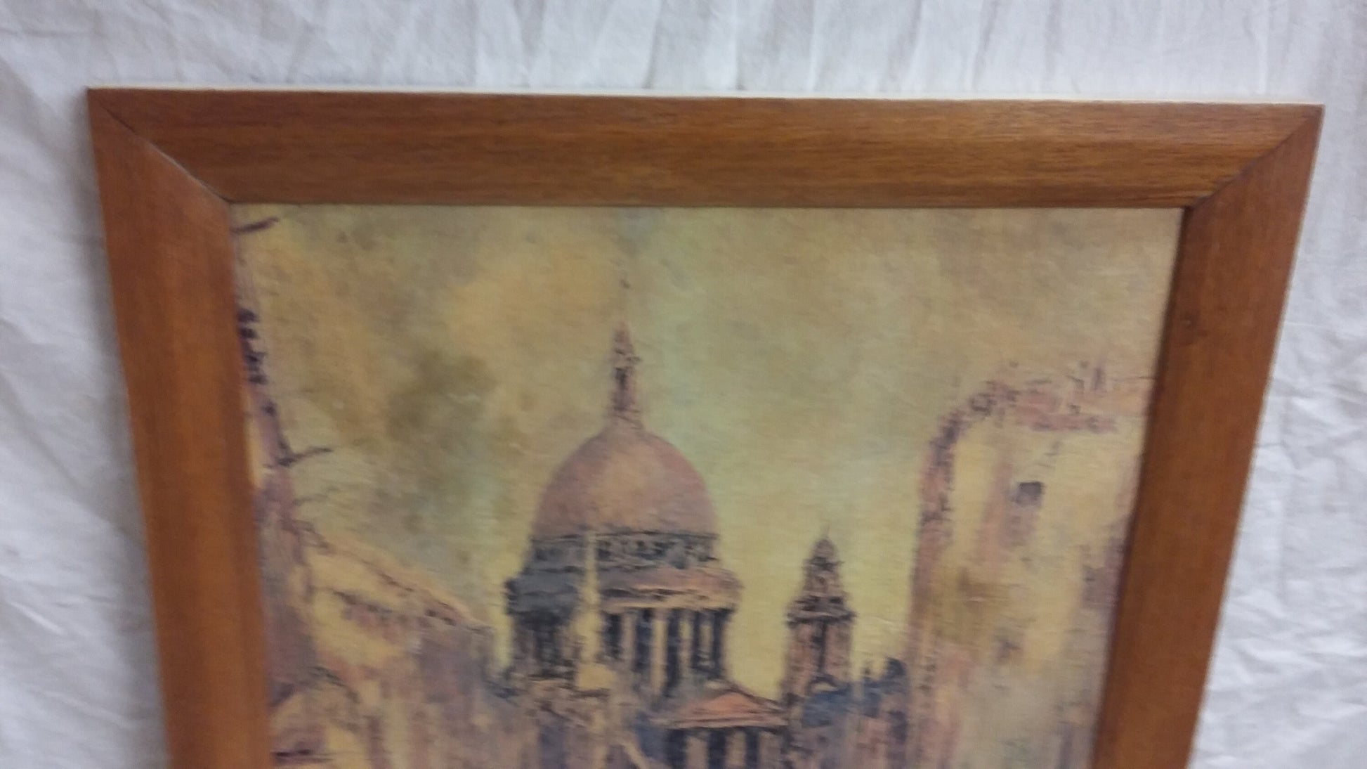 Vintage Textured Print 1960’s Retro of St Pauls Cathedral London. Donald Copping.