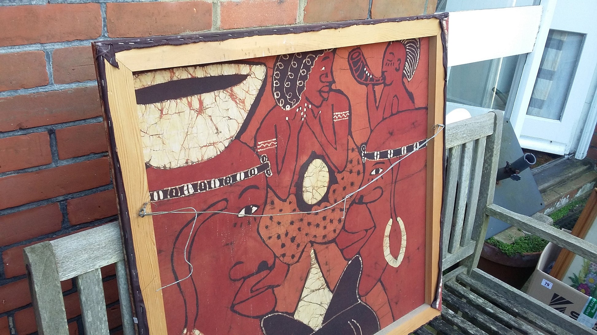 Massive Vintage ethnic Print on Silk in Frame