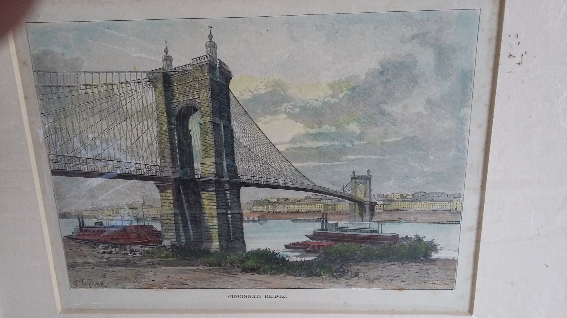6 Vintage North American Prints Falls Water Bridge Engravings Colour